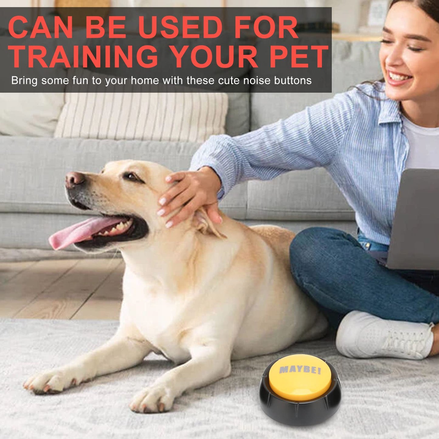 Yes No Button & Maybe Sorry Button, Dog Buttons for Answer Buzzers 4 Pack, Dog Talk Button Sound Button Dog Talking Button, Training Clicker, Talking Dog Buttons Learning Press