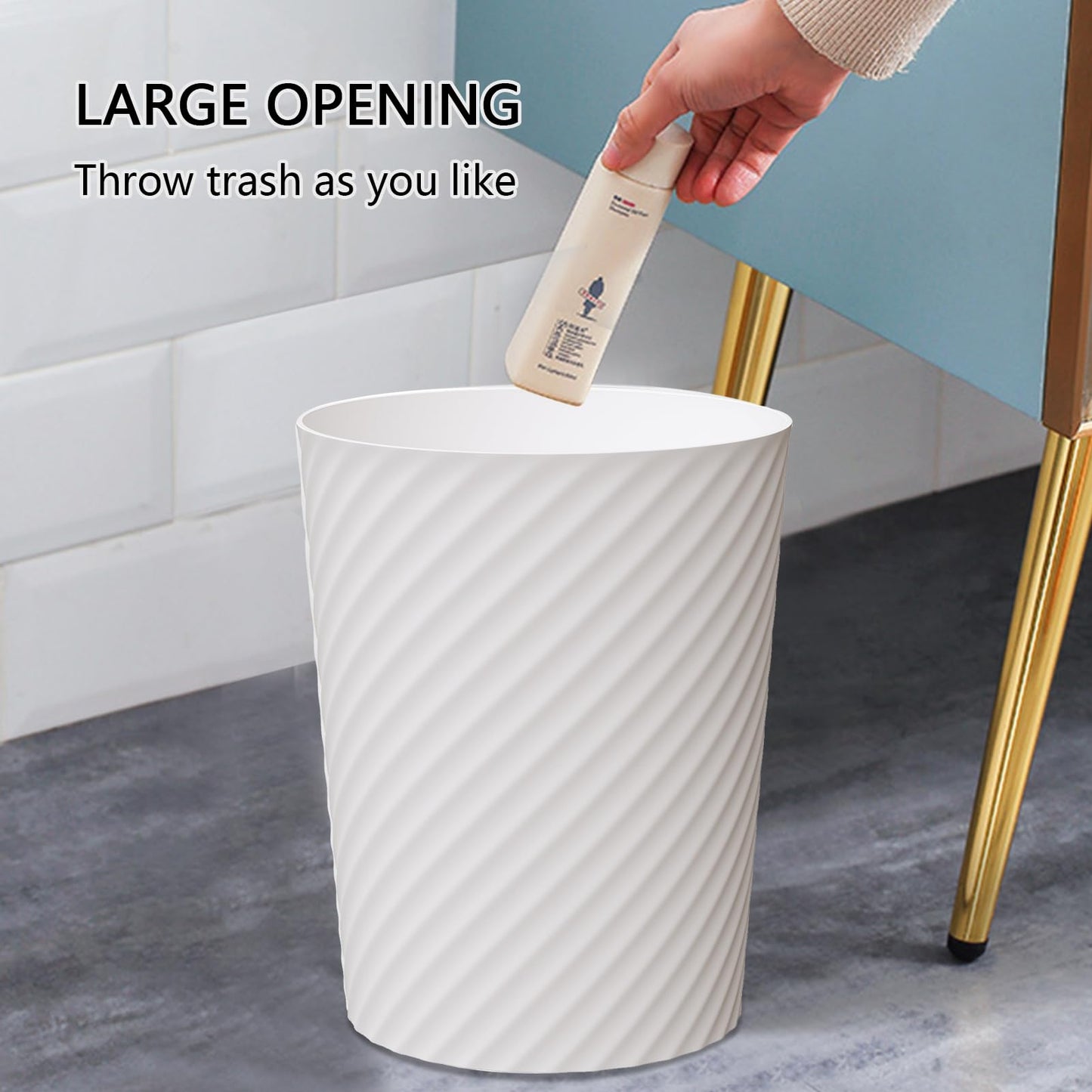 Bathroom Garbage Can 3 Pack 6.8L/1.8 Gallon Small Garbage Can, Round Plastic Trash Can, Slim Waste Basket for Bedroom, Bathroom, Kitchen, Living Room, Office, Car, RV, Fits Under Sink