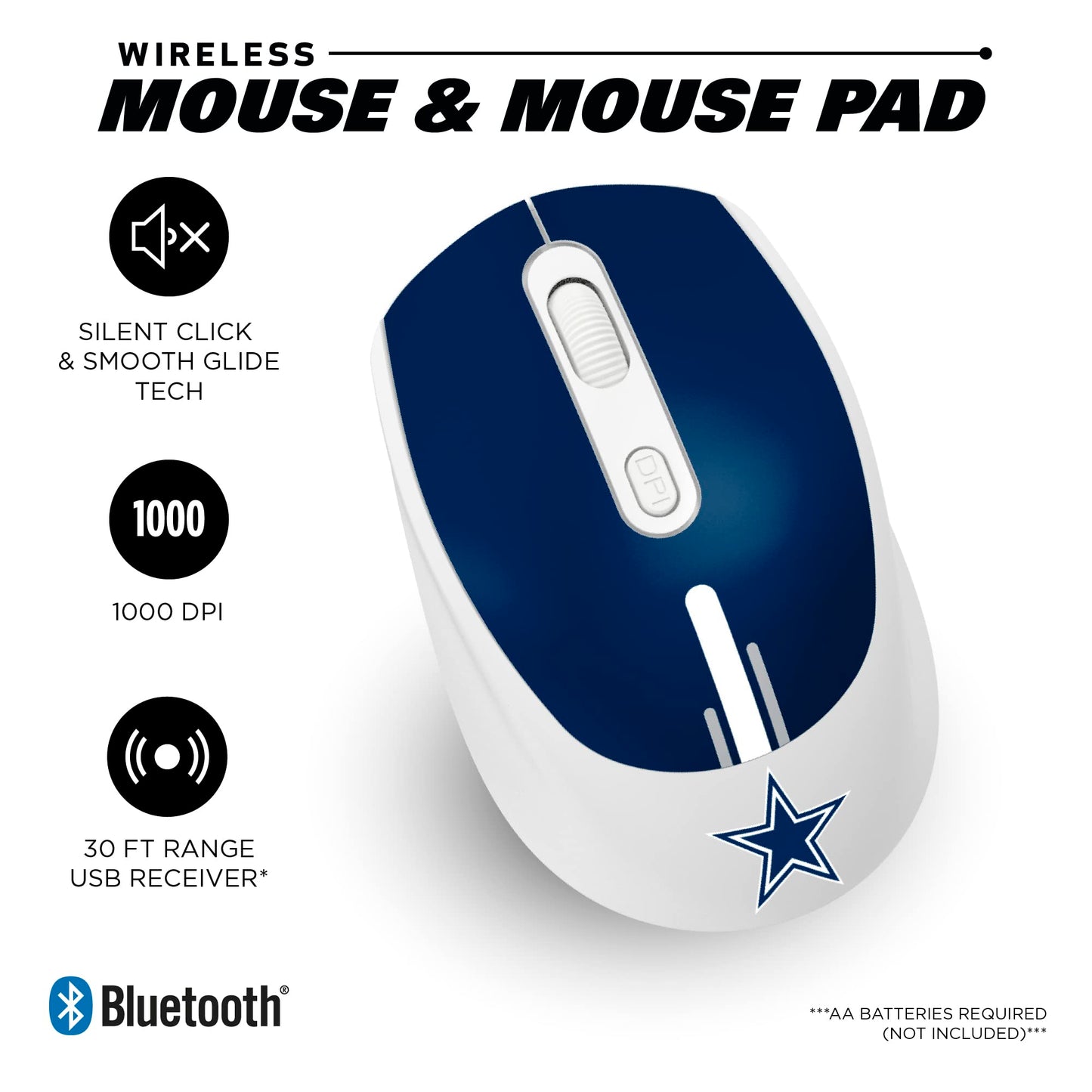 SOAR NFL Wireless Mouse and Mouse Pad, Detroit Lions