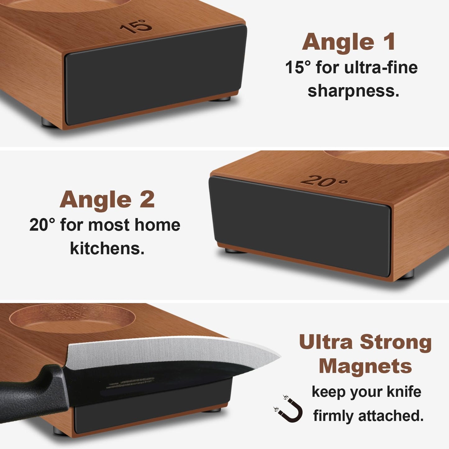 Abardi Rolling Knife Sharpener, Knife Sharpening with Diamonds Made Easy, Knife Sharpeners Kit with 15 & 20 Degree Magnetic Angle, Fathers Day Gift for Men Dad Husband Fathers (Walnut) ﻿