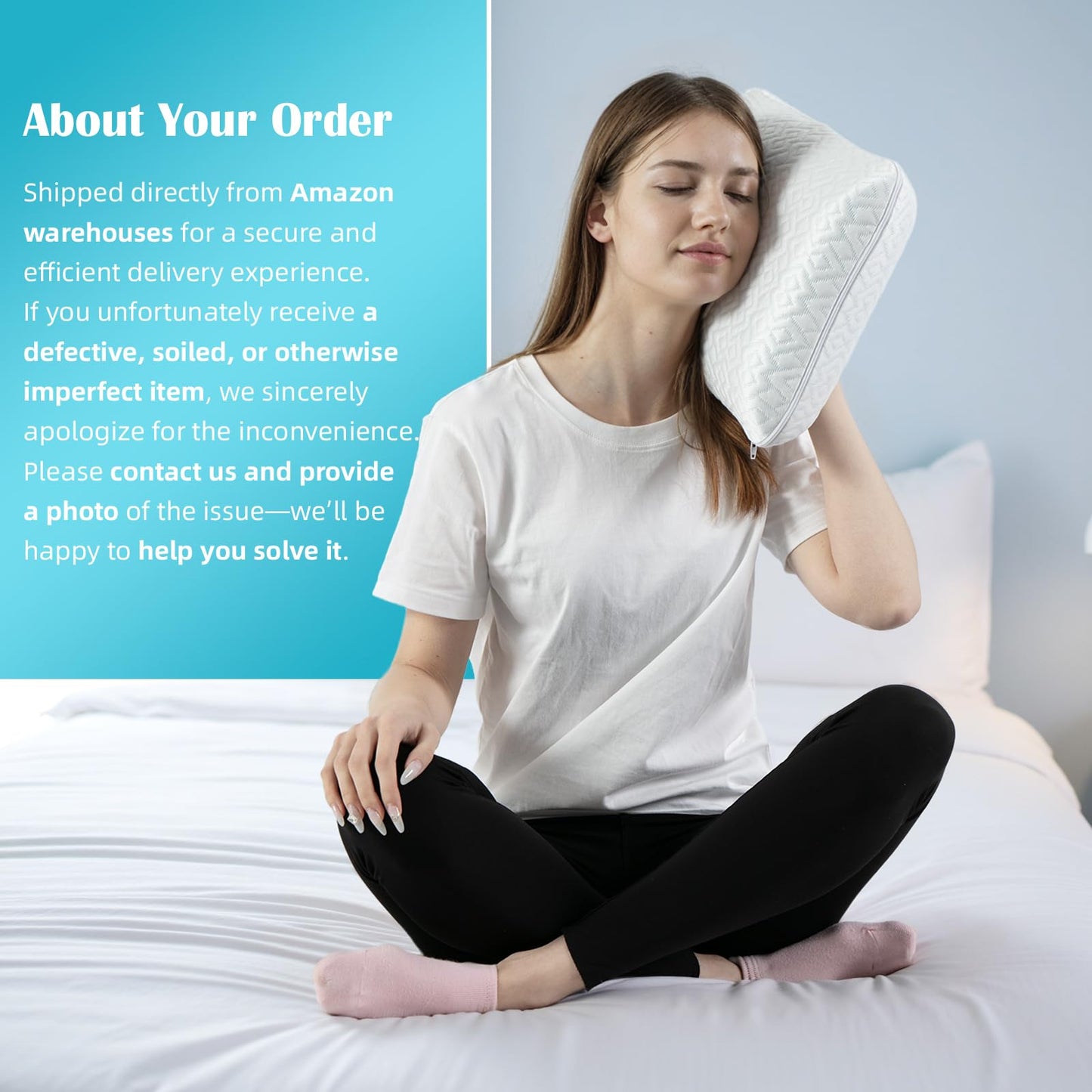 USlixury Ear Piercing Pillow with Foam Plug - Ear Pillow with Off Center and 4.7"X3.2" Hole, Soft CertiPUR-US Memory Foam, Cooling Piercing Pilow for Side Sleepers, Traveling, 16"X11"X4''