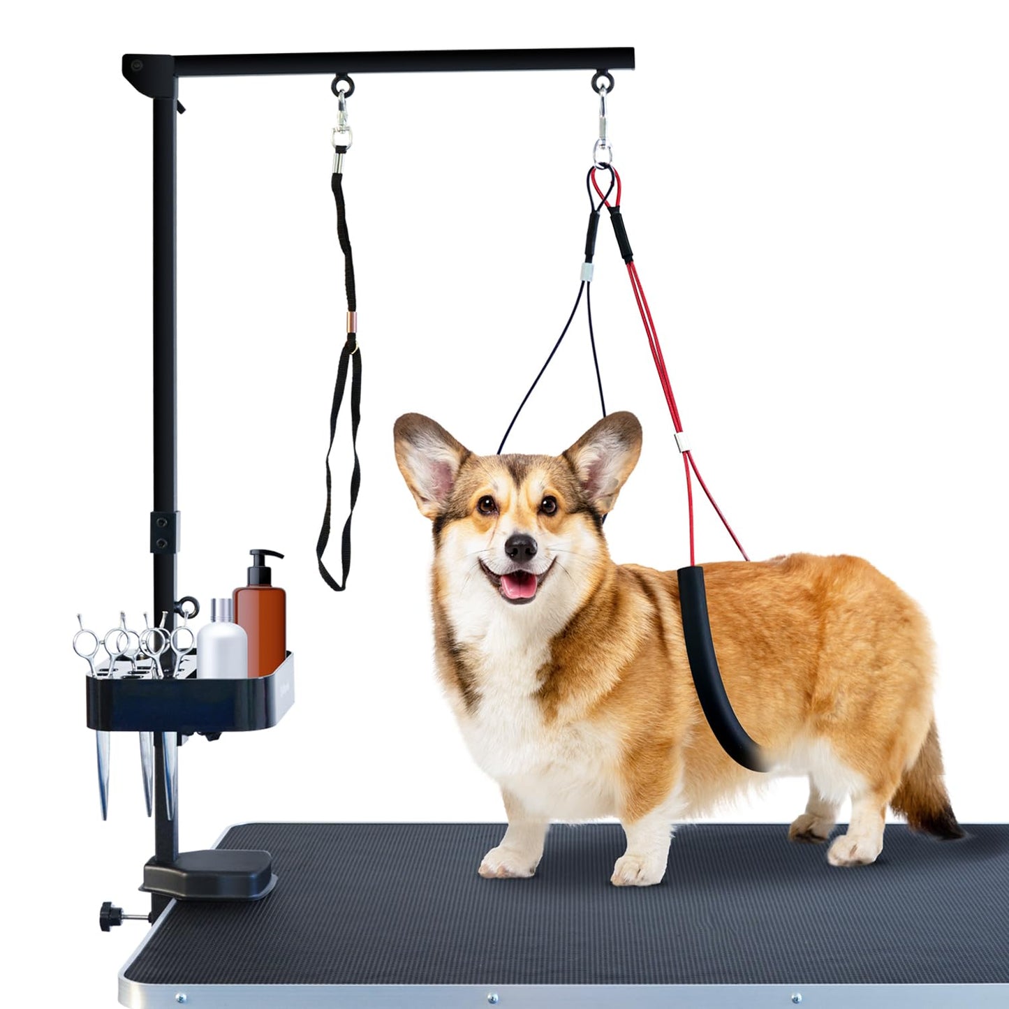 SHELANDY Pet grooming arm with clamp for large and small dogs - 35 inch height adjustable and Free two No Sit Haunch Holder (BLACK)