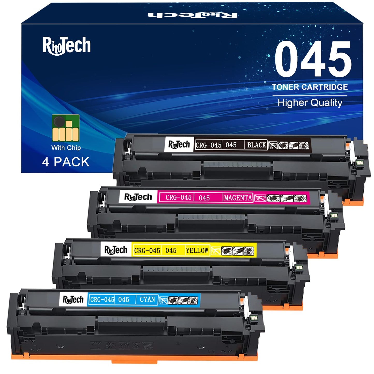 045 Toner Cartridge Set 4 Pack,Compatible Replacement for Canon 045H CRG-045 for Color imageCLASS MF634Cdw MF632Cdw LBP612Cdw LBP612C LBP612 MF632 MF632C 634C MF634 Printer-Black,Cyan,Magenta,Yellow