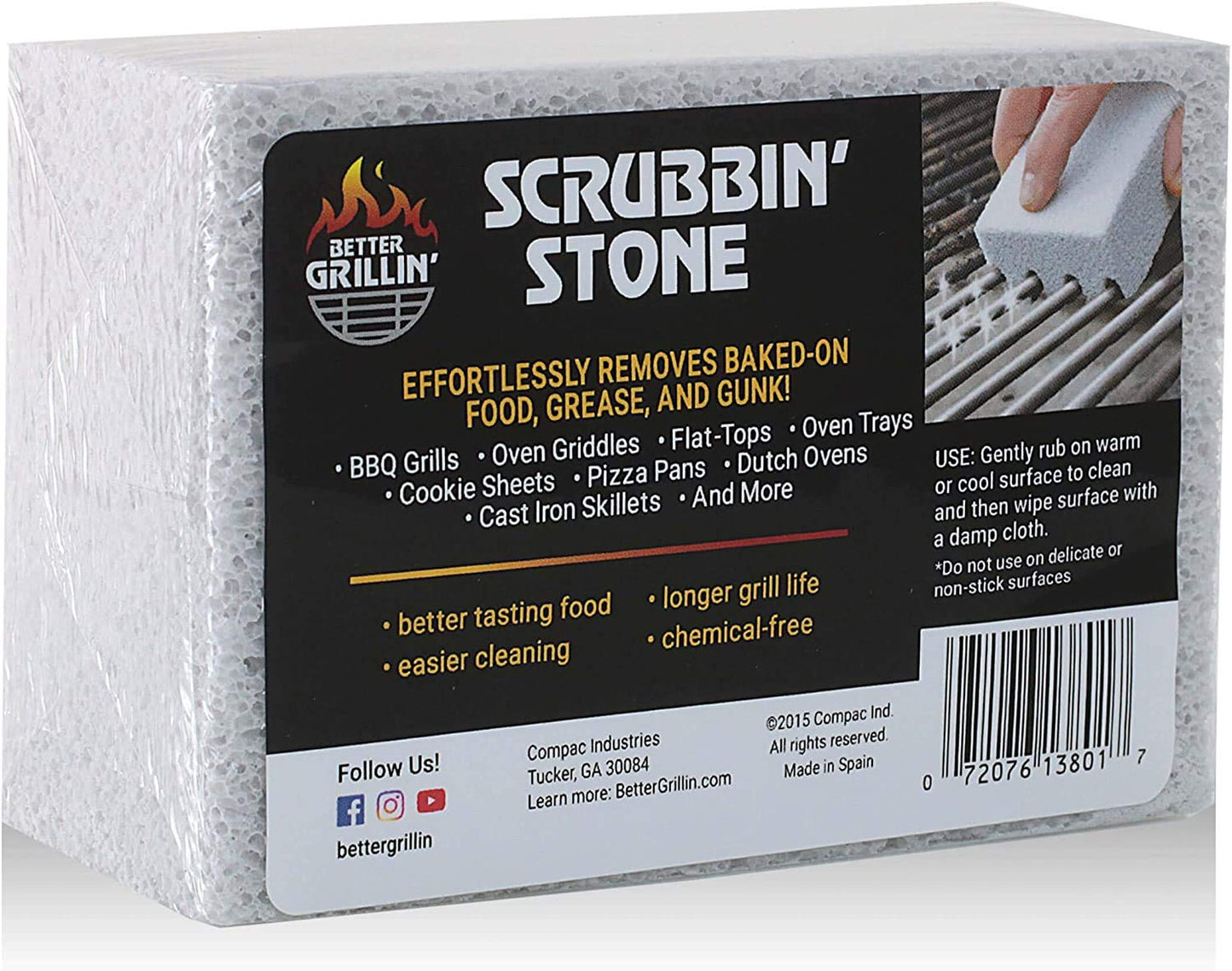 Better Grillin Scrubbin Stone Grill Cleaner-Scouring Brick/Barbecue Grill Brush/Barbecue Cleaner for BBQ, Griddle, 12pk