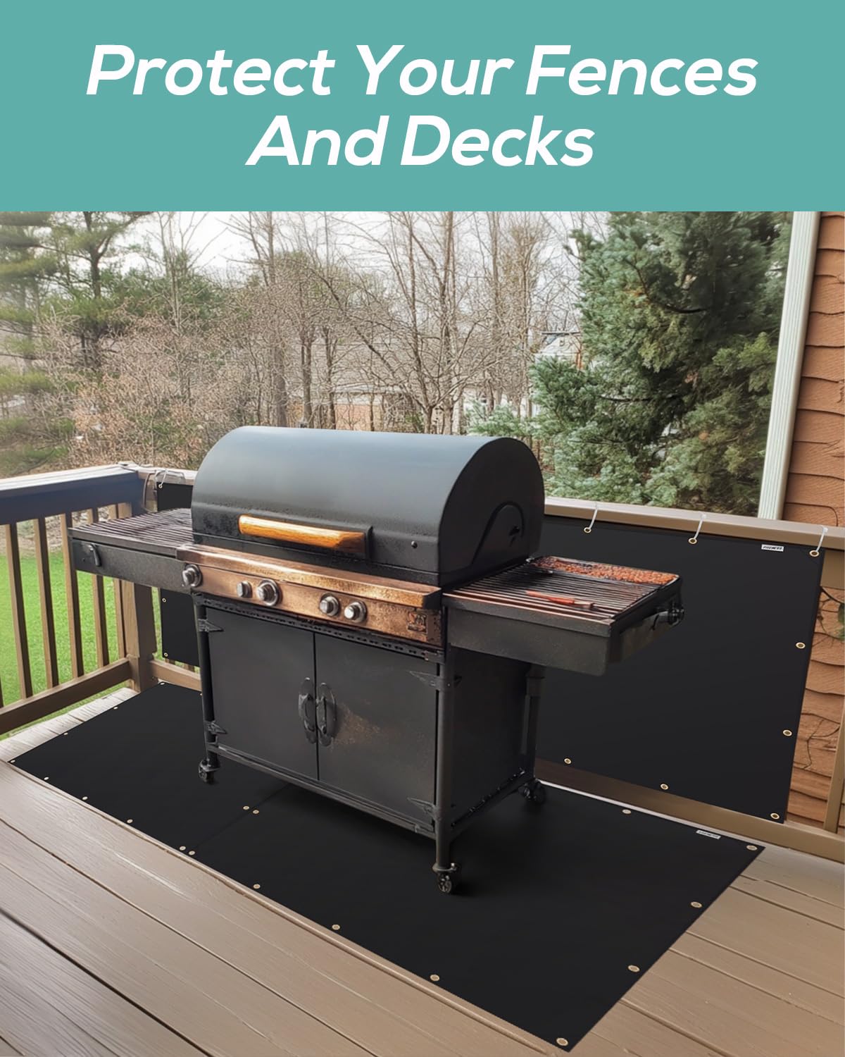FIREWESS Heat Shield Behind Grill 4'x5' Heat Shield Mat for Wall, Deck Fence, Railing, Grill and Refrigerator, Heavy Duty Fireproof Cover and Screen Protect Deck Railing from Grill