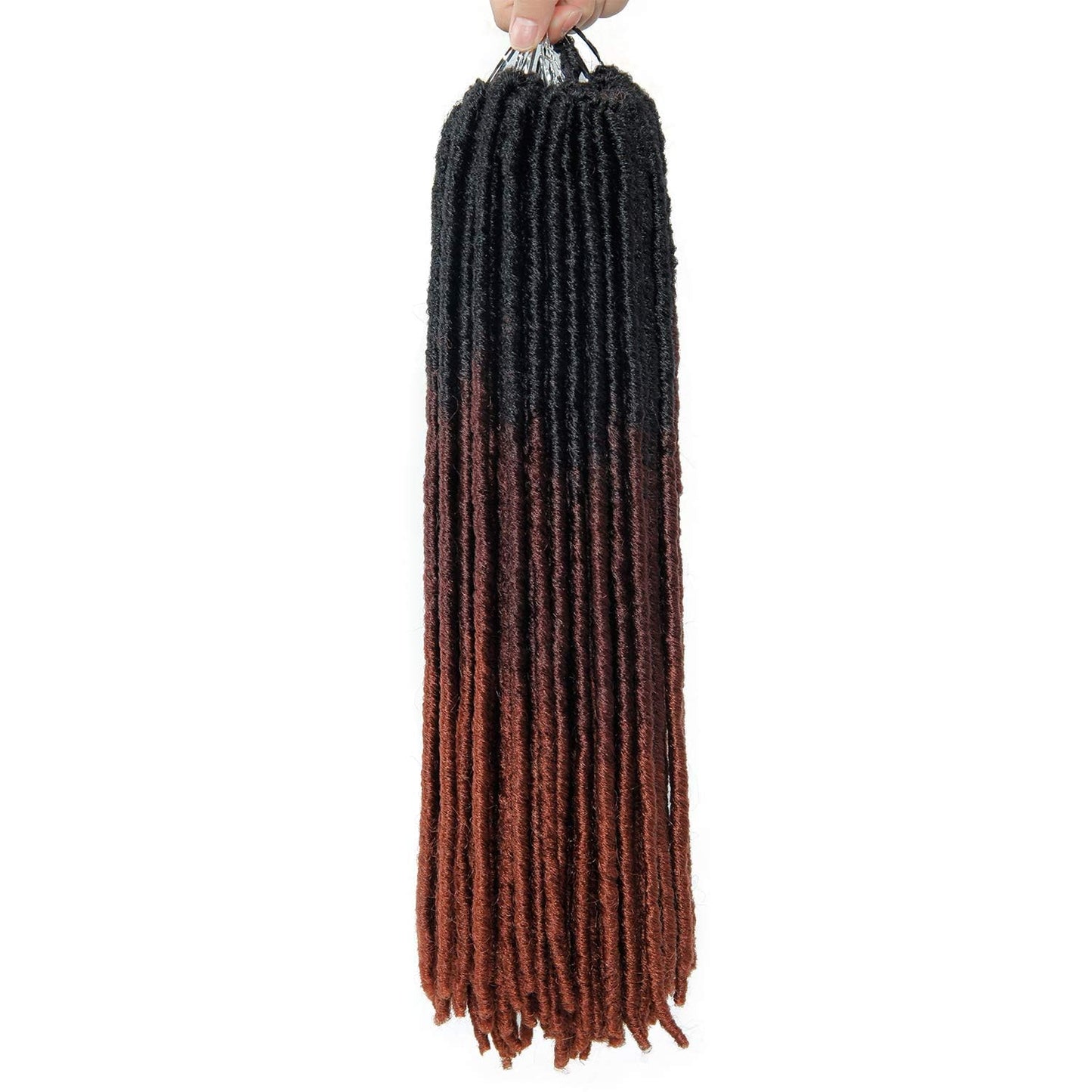 18 Inch Goddess Faux Locs Straight Gypsy Locs Crochet Hair 3 Tone Ombre Crochet Braids Dreadlocks Pre-Looped Synthetic Hair Extensions 18 Strands/Pack(Pack of 6, T1B/530/350)