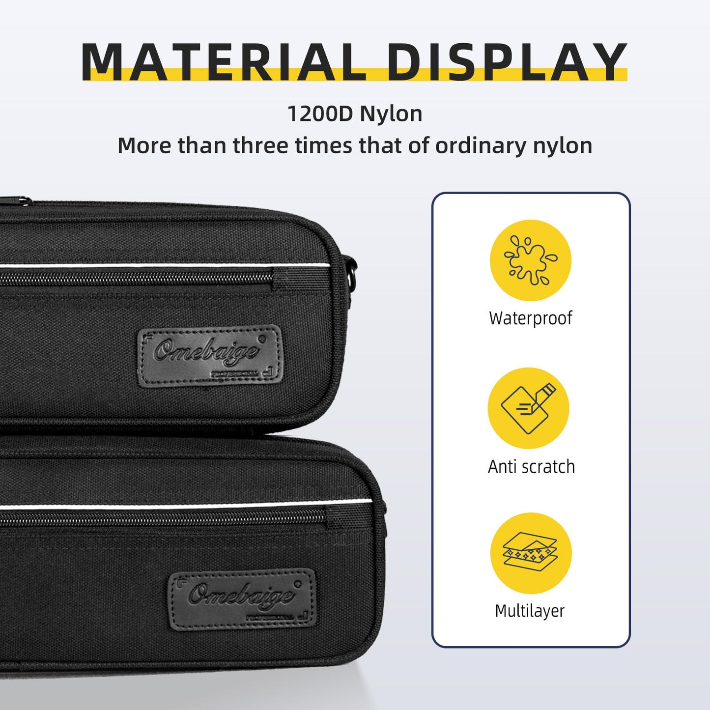 Omebaige Professional Flute Bag With Flute Case Cover - Hard Shell Flute Case Hard Shell, Wear-resistant 1200d Oxford Cloth, Exterior Pocket - Ideal For B/C-Foot Flute
