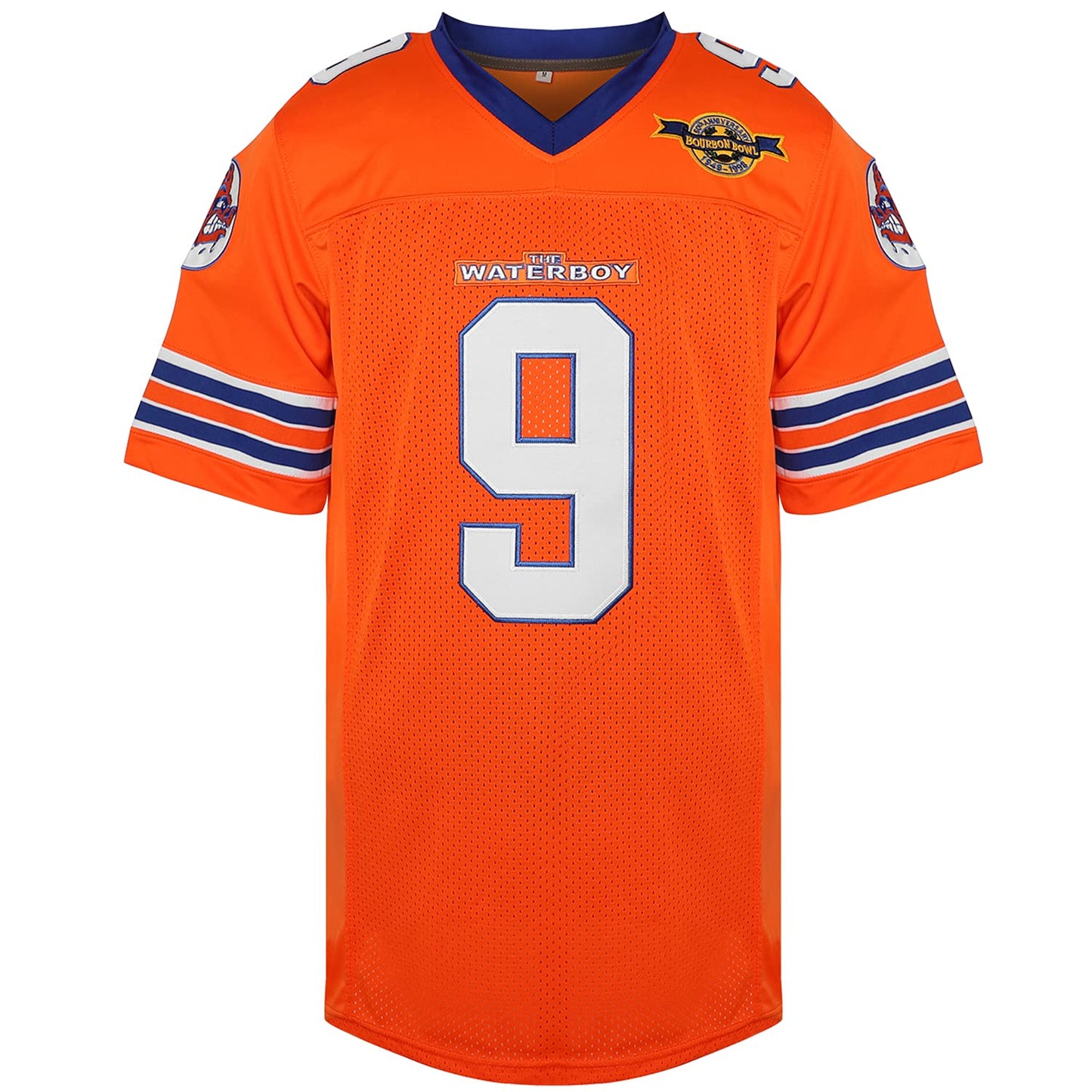 Phoneutrix Bobby Boucher #9 The Waterboy Adam Sandler Movie Mud Dogs Bourbon Bowl Football Jersey, Orange, X-Large