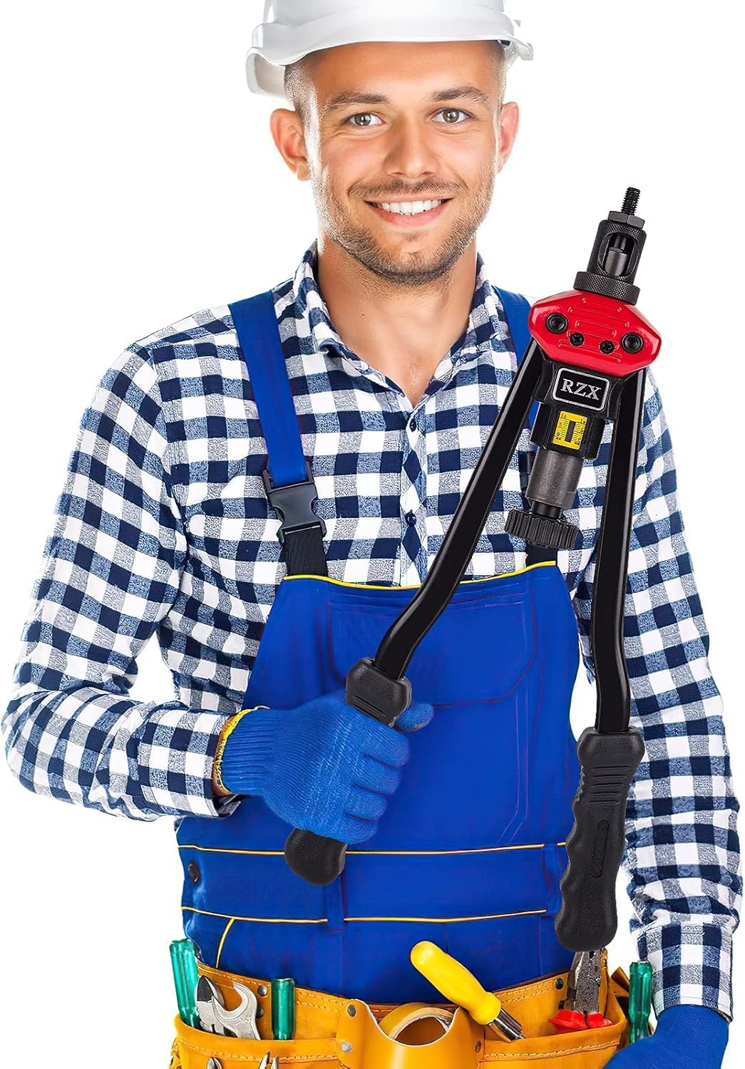 RZX 16" Rivet NUT Tool Hand Blind Riveter,RIVNUT Riveting Tools with Nut Setting System M3 M4 M5,m6,m8,m10 M12, 10-24, 1/4-20, 5/16-18,3/8-16,1/2-13 Totally 12 mandrels
