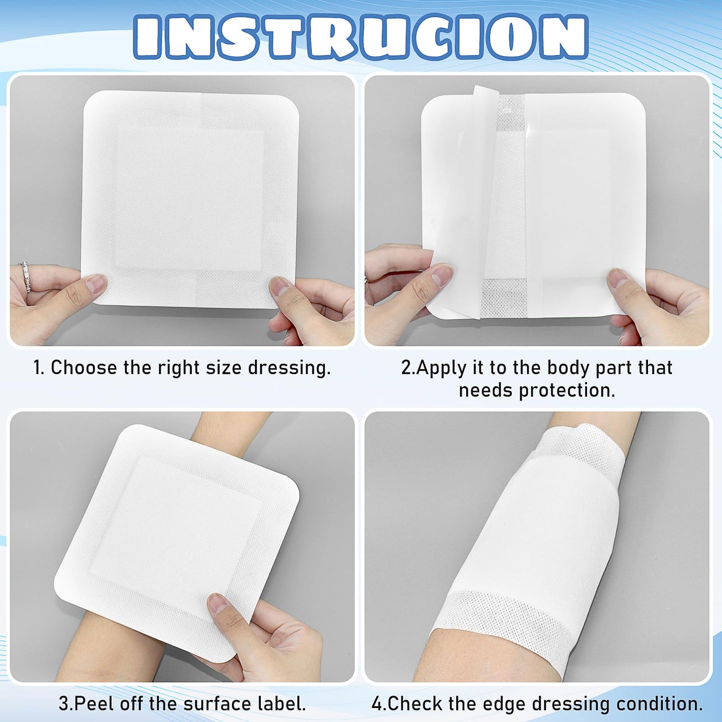 50 Pieces Bordered Gauze-Island Dressing is 5.9 x 5.9 Inch Wound Bandage Adhesive Patches Post Shower Pads Breathable Borders Individually Packed Pouches