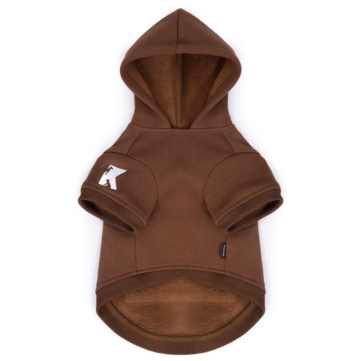 Koneseve Dog Hoodie & Cat Sweater, Warm Fleece Hooded Soft Winter Sweatshirt for All Breeds, Cozy Pet Clothes, Brown, 5XL