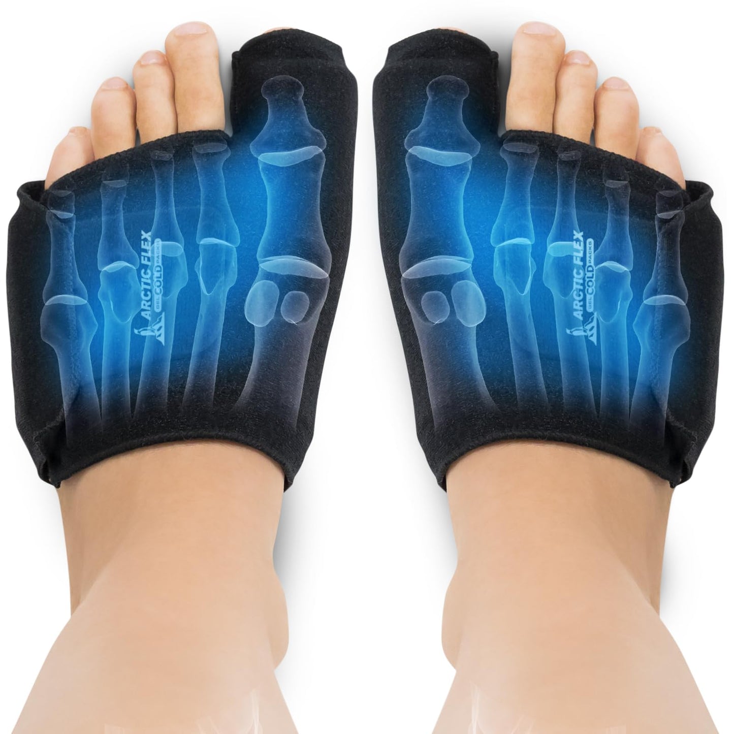 Arctic Flex Foot Ice Pack (Pair) Toe Wrap for Bunion, Plantar Fasciitis, Hallux Valgus, Gout, Swelling & Injuries - Cold & Heat Gel Therapy for Joint Pain Relief & Feet Recovery - Reusable Compression