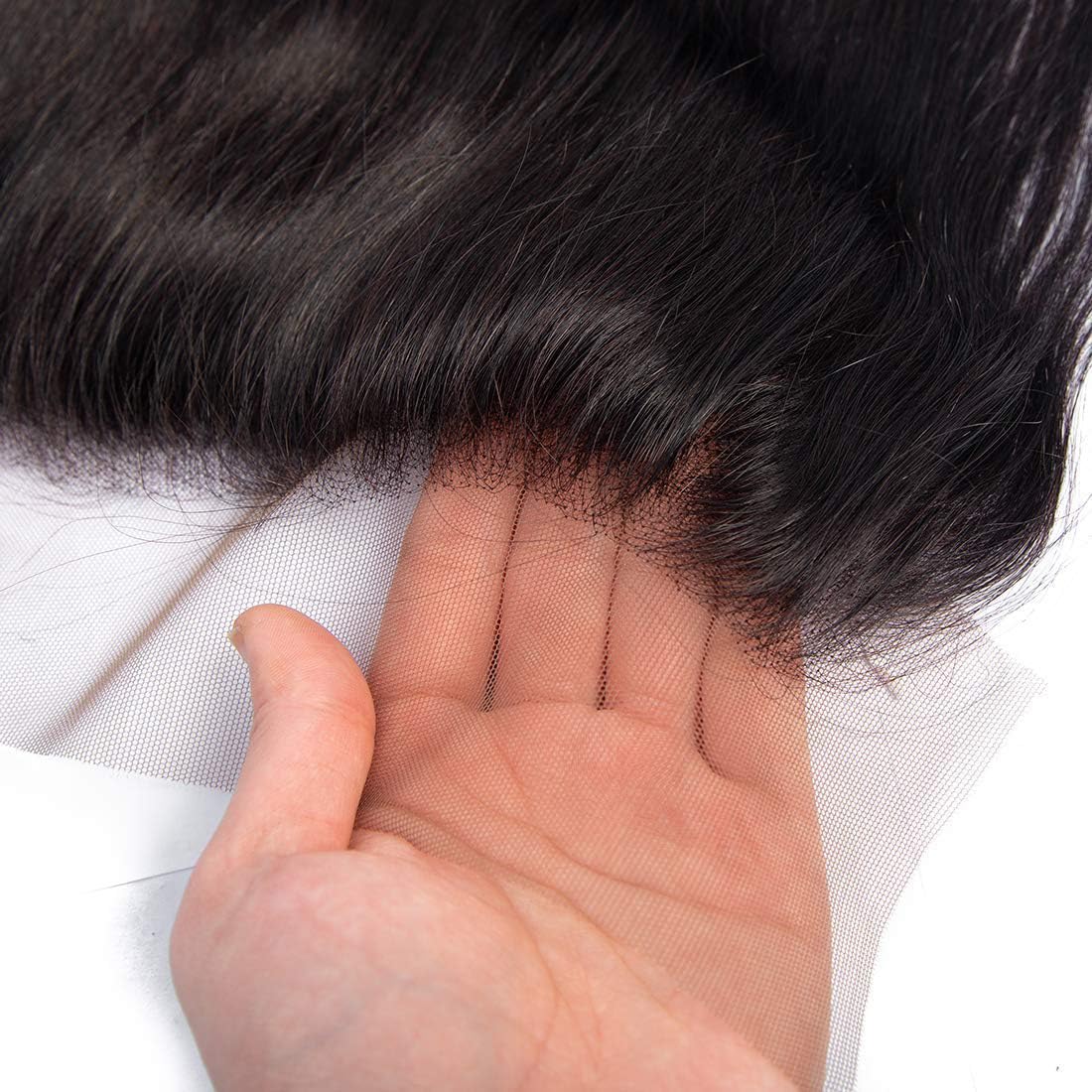 13x4 Lace Frontal Straight Closure Ear To Ear HD Lace Closure 100% Remy Human Hair Straight Closure Natural Black 180% Density (13X4 Straight, 22 Inch)