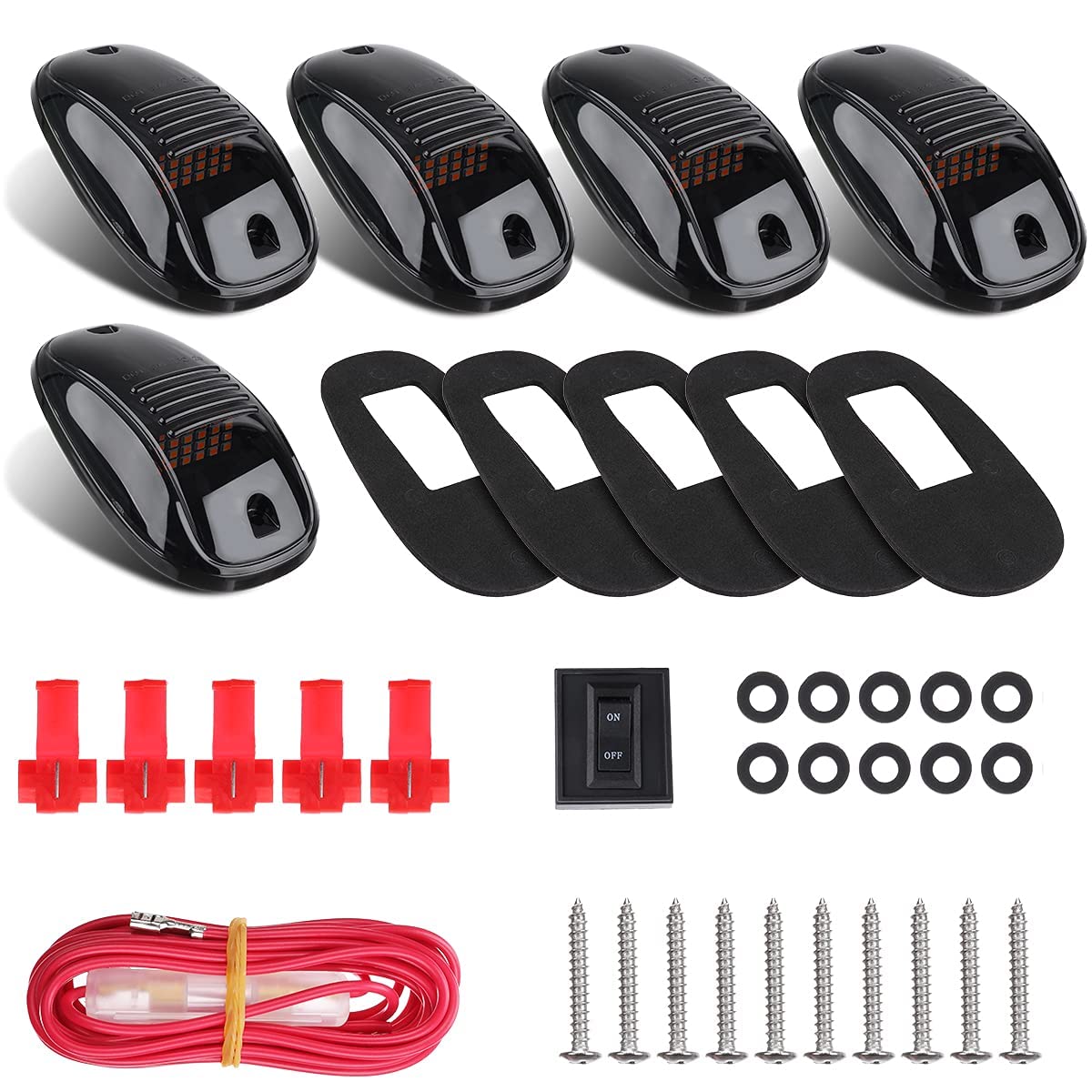 LIMICAR 5X Amber Cab Roof Marker Top Clearance Running 12LED Cab Lights Compatible w/ 03-10 Dodge Ram 1500 2500 3500 4500 11-16 Ram 1500 2500 3500 4500 5500 Pickup Trucks w/ Stock Cab Marker Lights