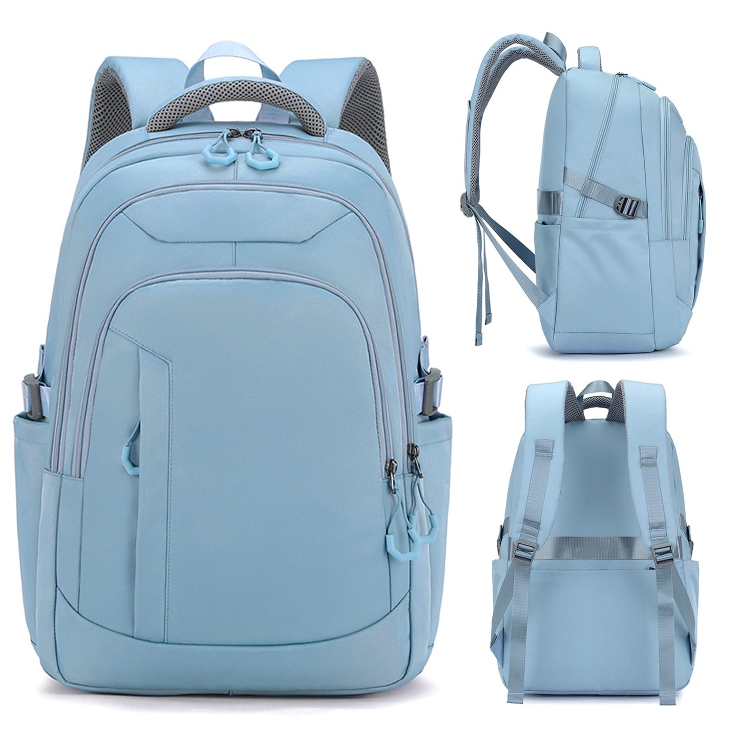 Outplea 25L Travel Laptop Backpack for Women, Carry On Casual Daypack with Luggage Strap for Business, College High School Nurse Bag Backpack with 15.6" Laptop Compartment for Teen Girls, Blue