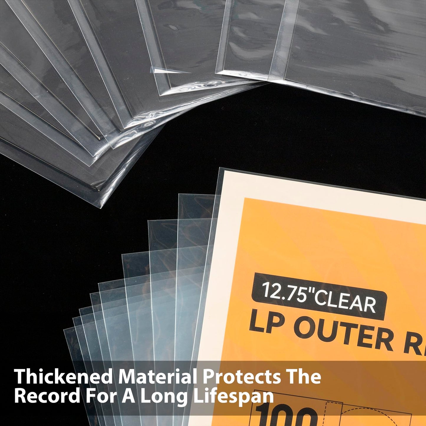 100 Vinyl Record Sleeves-Fits 12 Inch Single, Double, and Gatefold LPs - Protect Your Record Collection (Outer Sleeves-Square)