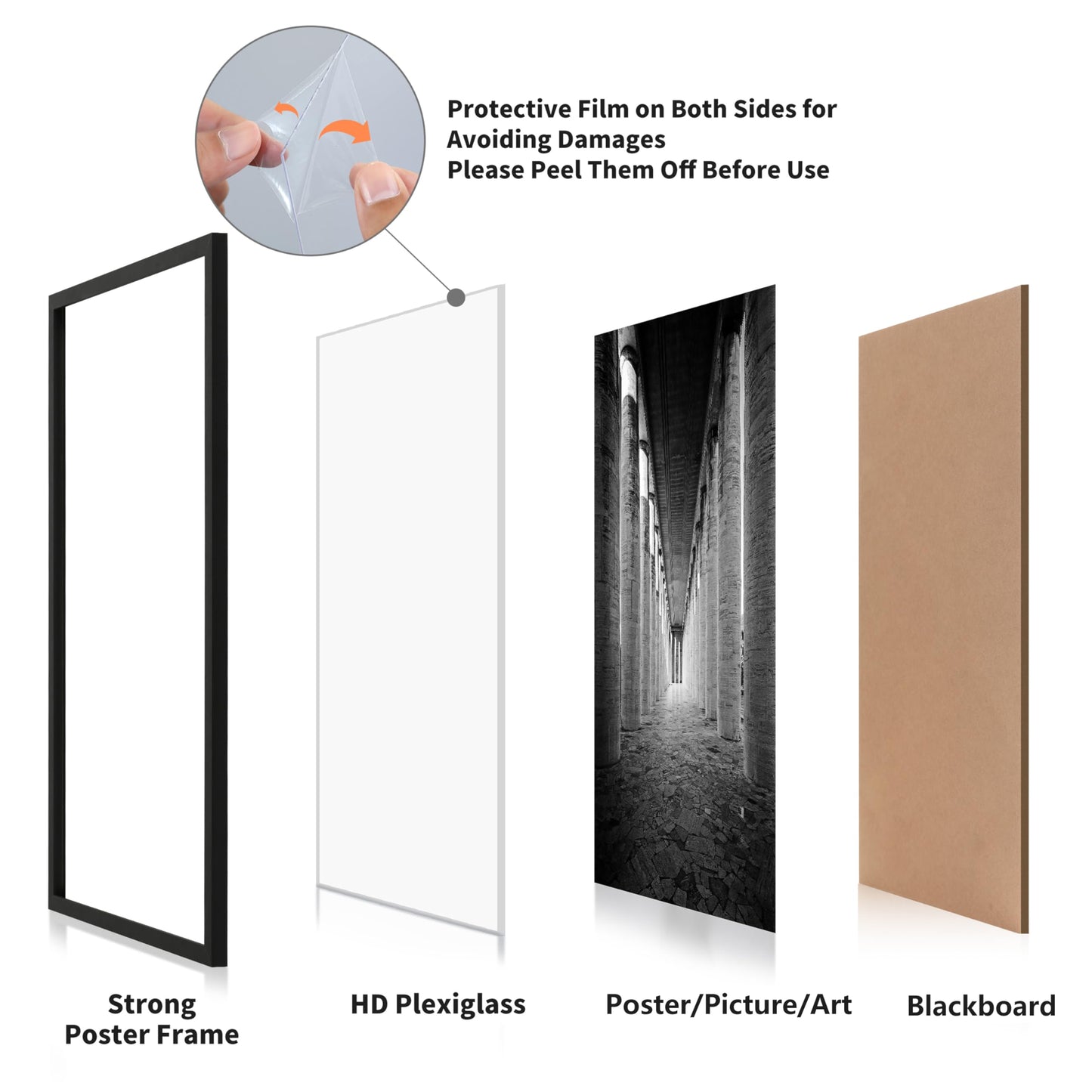 DOAI ART 13x19 Frame 2 Pack, Black 13x19 Picture Frames for Horizontal or Vertical Wall Mounting, Scratch-proof Safe and Artistic Large Photo Frame Wall Art