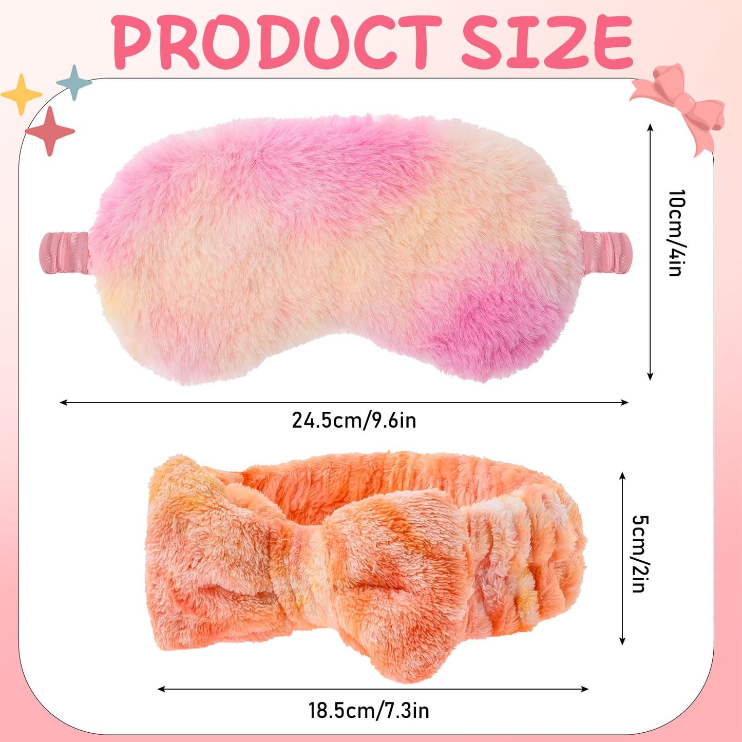 24 Pcs Sleepover Party Favors for Teenager Girl, Spa Headband for Washing Face Bow Makeup Headbands, Plush Sleep Eye Mask for Single Women Spa Pajama Party