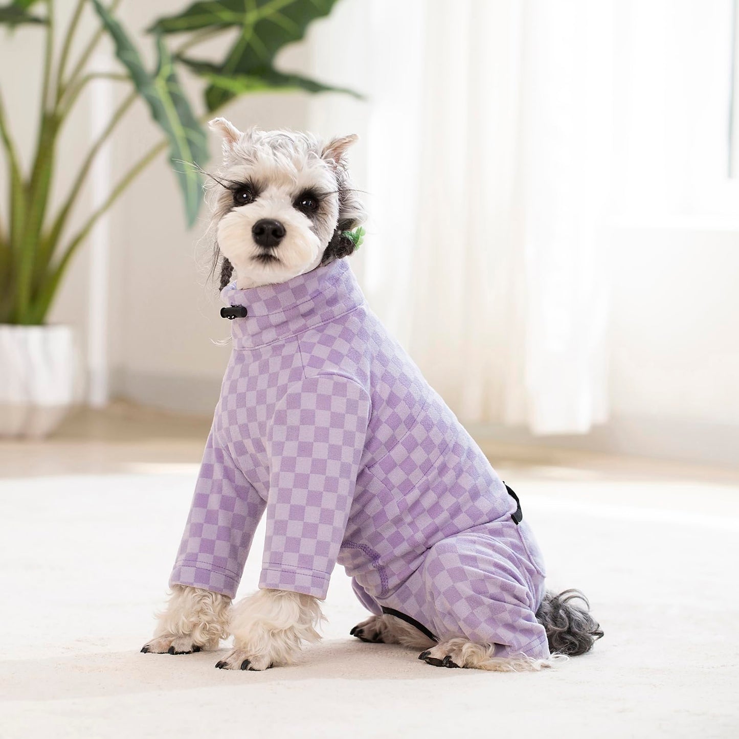 Dog Winter Coat, Warm Fleece Dog Cold Weather Coats, Plaid Turtleneck Dog Pajamas, Pullover Dog Jumpsuit, Turtleneck Dog Winter Clothes for Small Medium Dogs, Dog Onesie Anti Hair Shedding