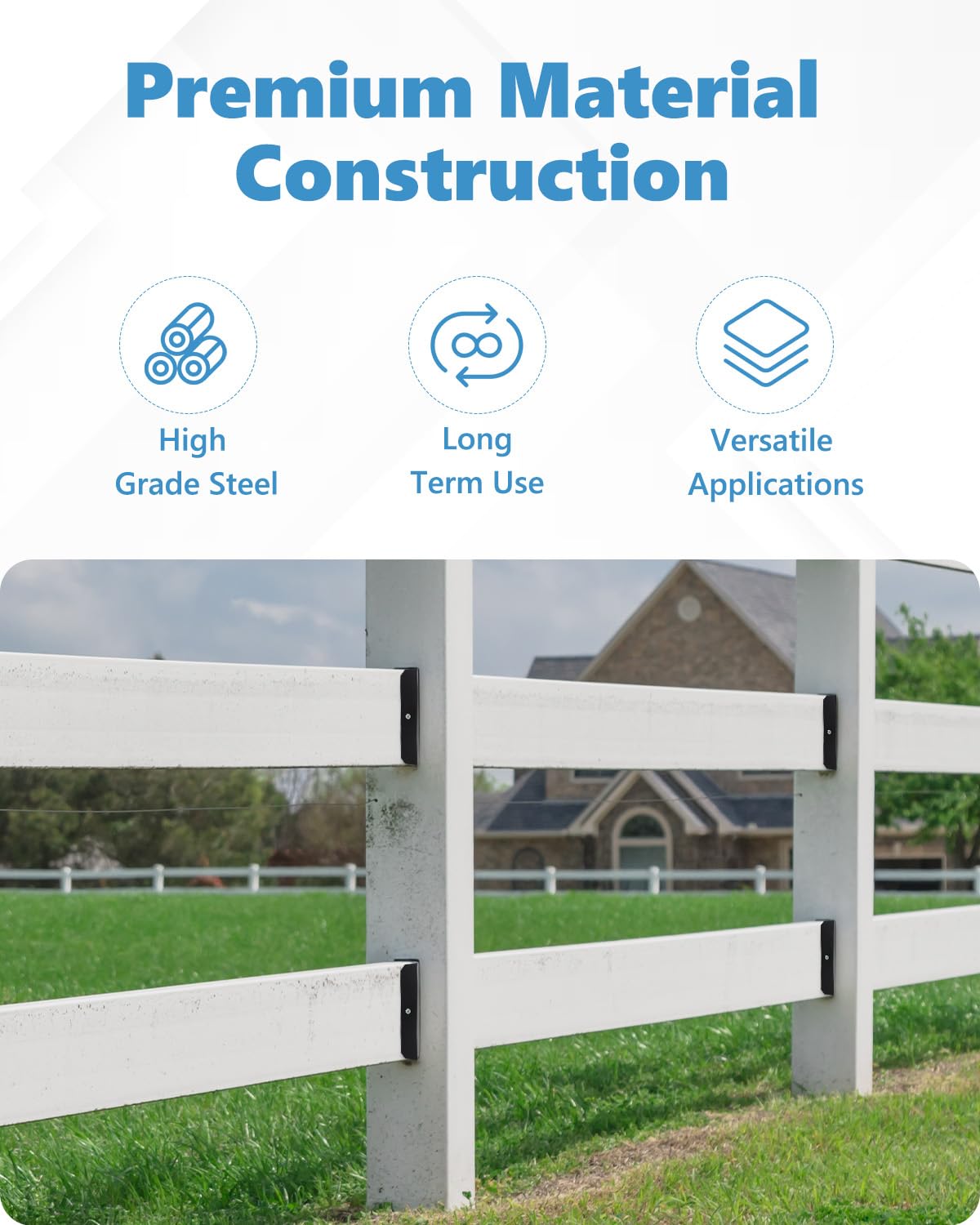 AOKLIT 2x4 Fence Brackets for Wood Rail, 40 Pack Black Deck Railing Brackets for 2” X 4” Wood Post, Thickness1.2mm(18 Gauge) Fence Brackets, Screws Not Included