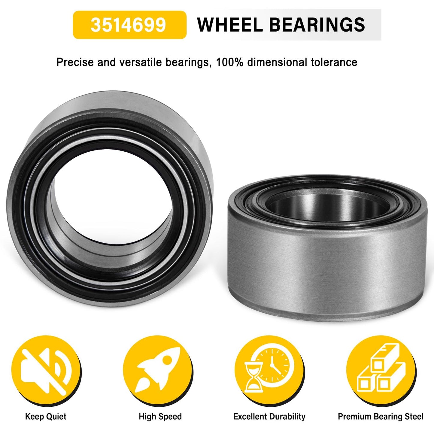3514699 Front and Rear Wheel Bearings for Polaris RZR XP 900 1000 4 S PRO XP Turbo General Sportsman 2011-2024, Replace 3514822 3514924 3514627 (4 Pack)