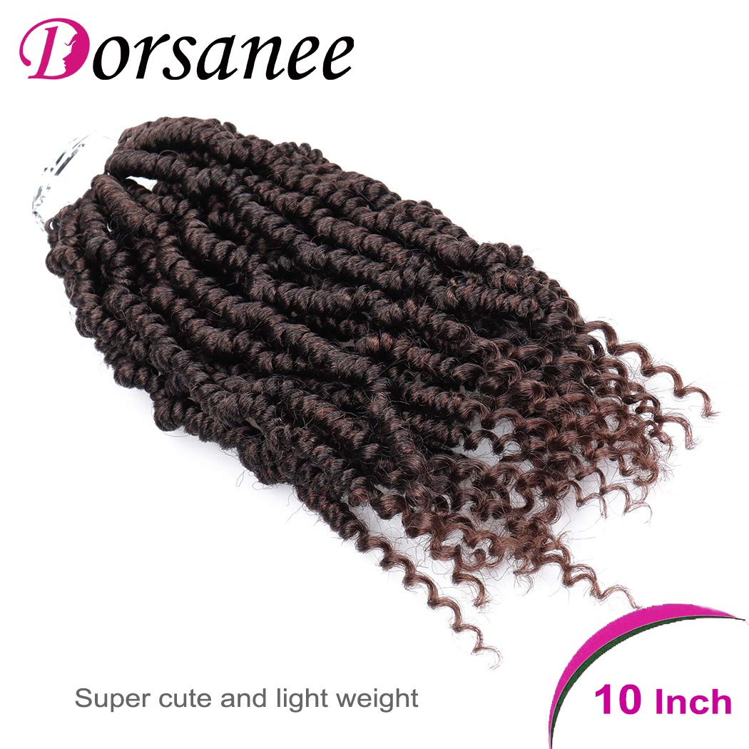 Bomb Twist Crochet Hair 6 Packs 10inch Spring Twist Crochet Braids Pretwisted Passion Twist Hair Pre looped Crochet Hair Synthetic Braiding Hair Extension Fluffy Twist Dreadlocks Hair for Women(T33#)