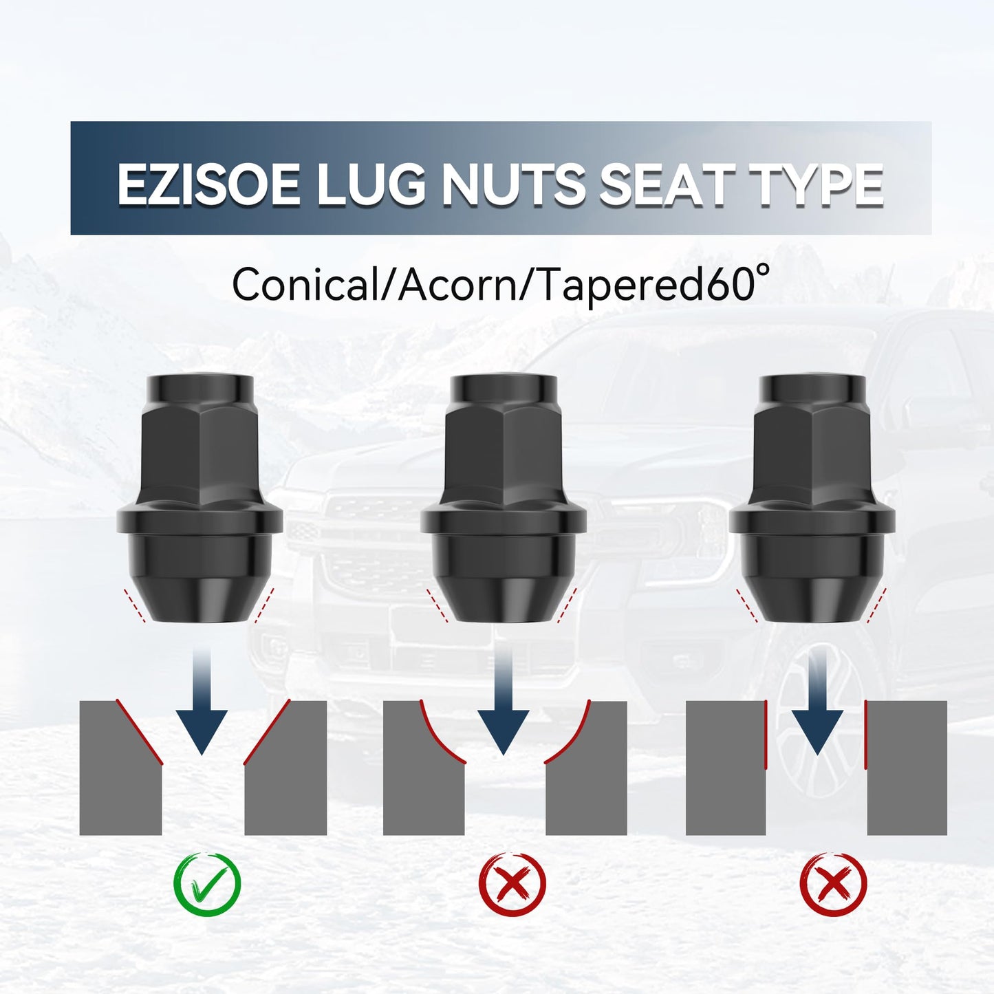 EZISOE 24pcs 14x1.5 Thread Lug Nuts with 13/16"(21mm) Hex Factory Style Wheel Lug Nuts for 2015-2025 F150 Expedition Navigator Factory Wheels