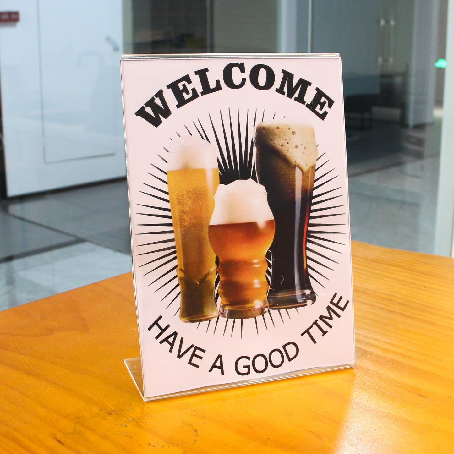 6 Pack Sign Holder 8.5 x 11, Cranviech Acrylic Slant Sign Holders Clear Plastic Display Stand Acrylic Paper Signs Holder Photo Frame for Restaurants Hotels Menu Stores Office
