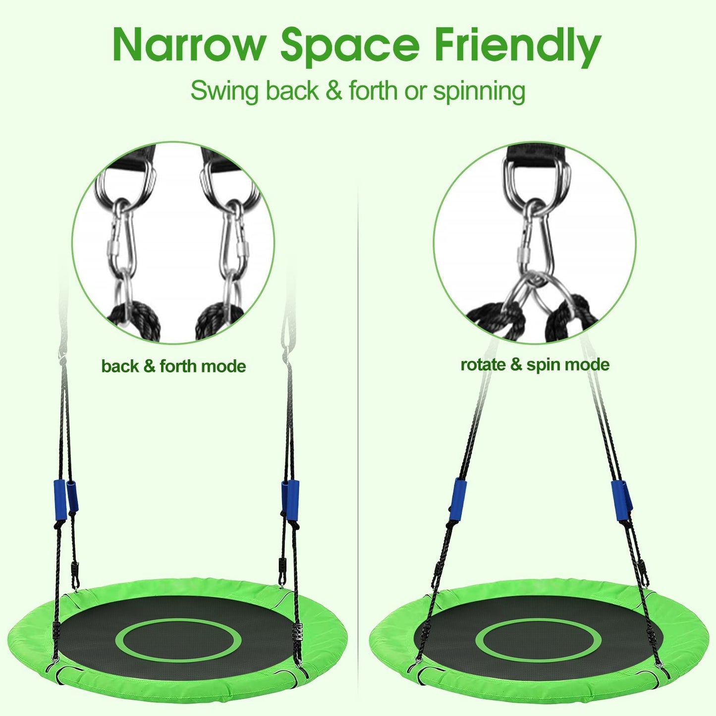 40 Inch Flying Saucer Tree Swing for Kids Adults,Round Indoor/Outdoor Swing Set with Hanging Strap Kit,Circle Swing with Steel Frame & Adjustable Rope,Easy to Install&750lb Weight Capacity