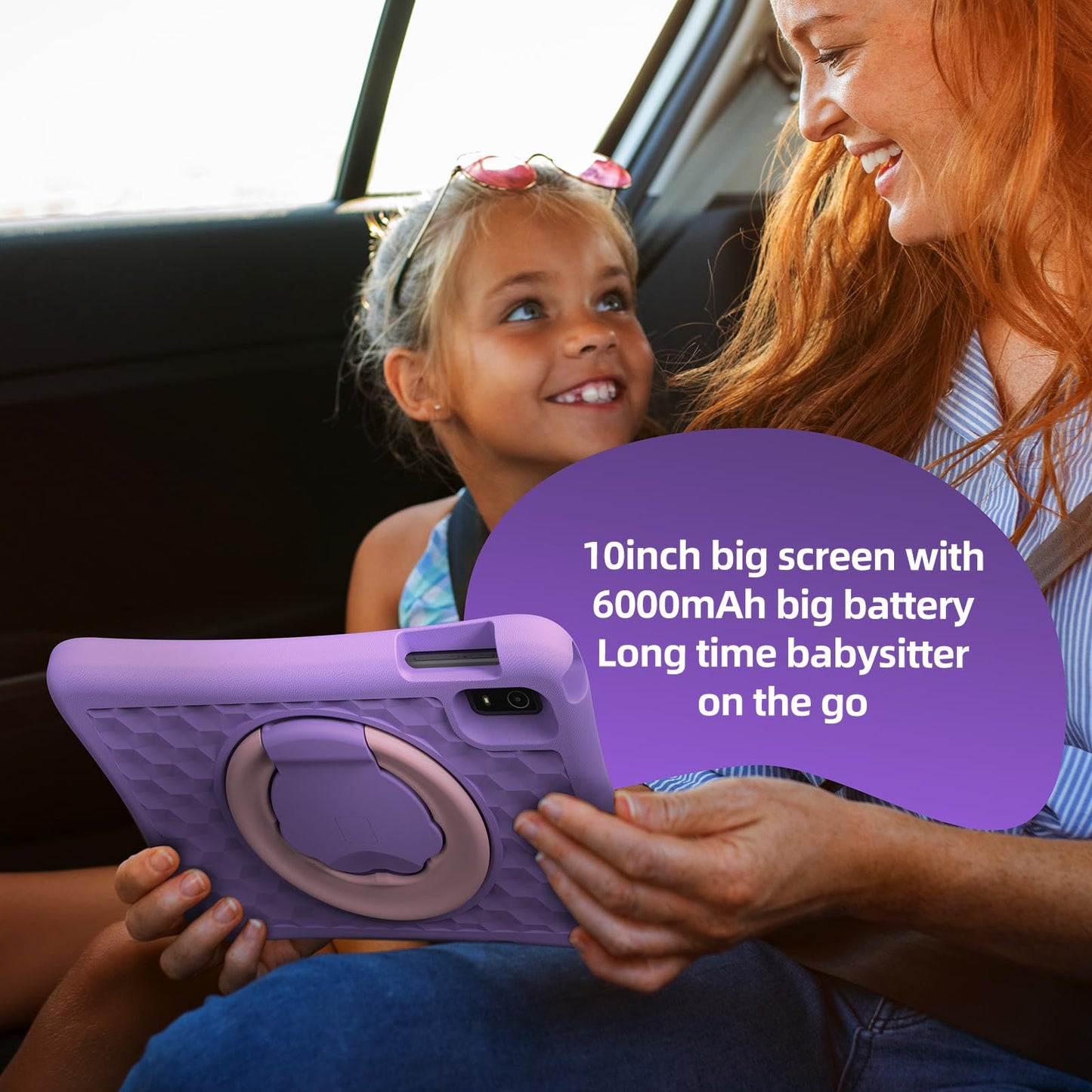 2025 Upgraded Kids Tablet, 10 Inch Android 15 Tablet for Kids with EVA Shockproof, 8-Core, 12(4+8) GB RAM 64GB Storage, Kids Space, Parental Control, WiFi, BT, Plimpton Kids20 (Purple)