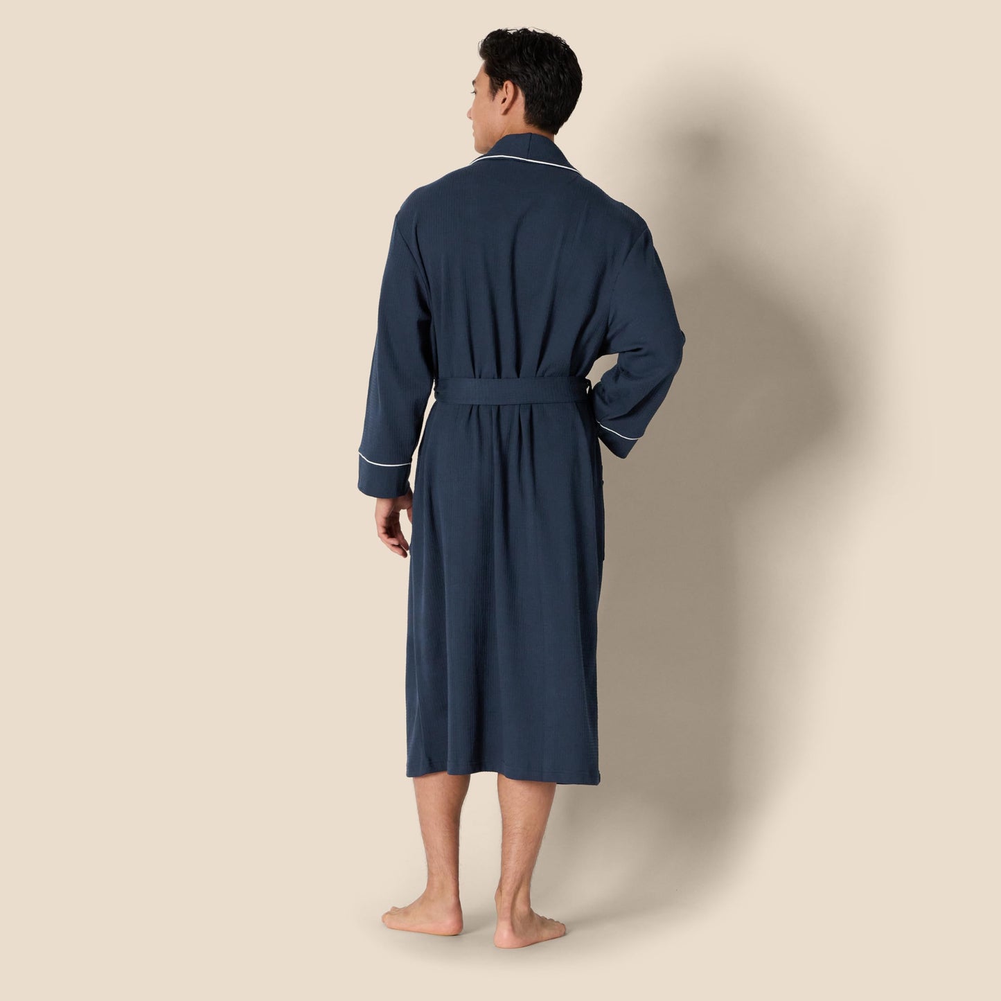Amazon Essentials Men's Waffle Shawl Robe, -Navy, M/L
