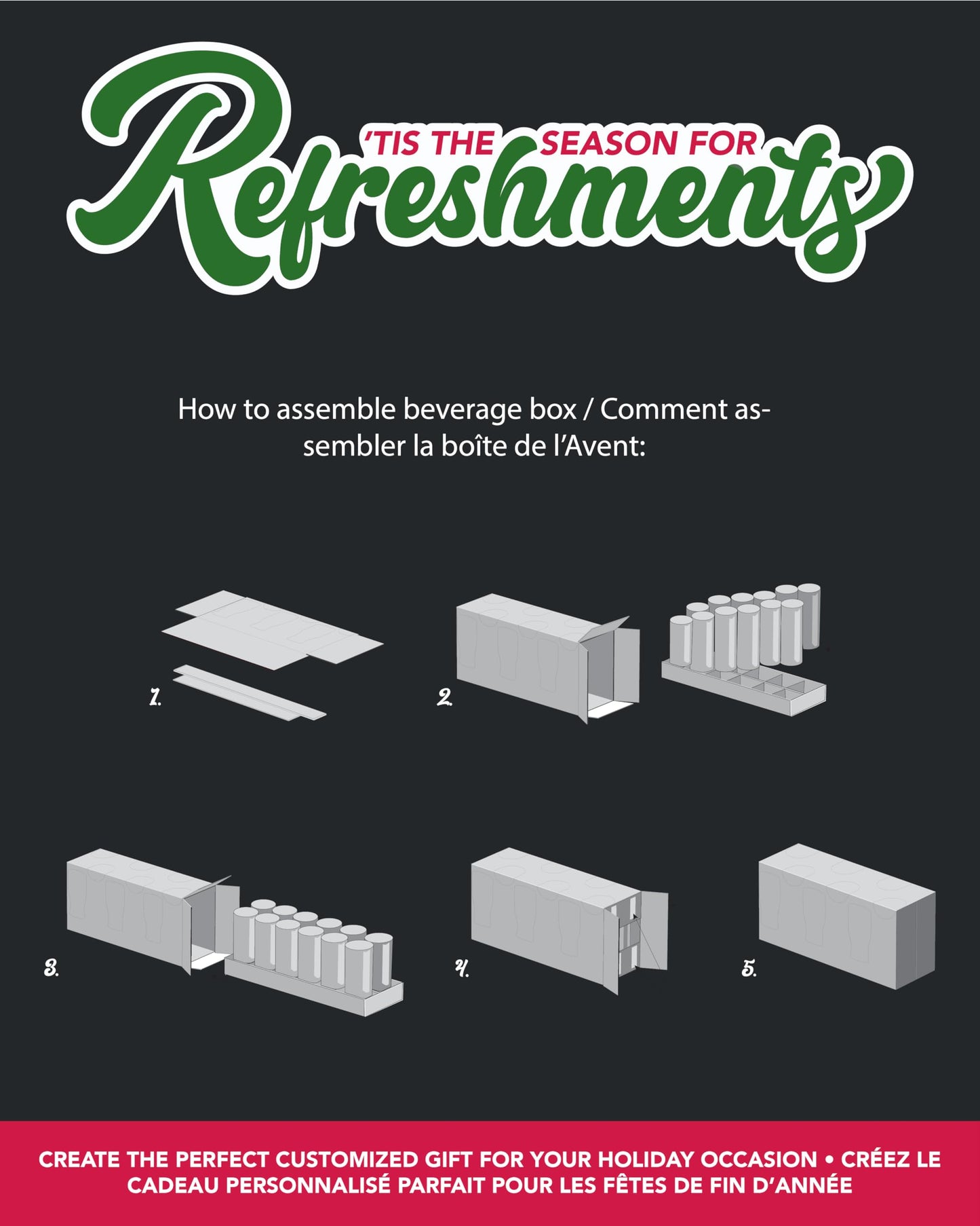 Gertex Holiday DIY Build Your Own 12-Pack Tall Can Beverage Box Advent Calendar | 5, 12-Pack Boxes with 5 Different Holiday Designs