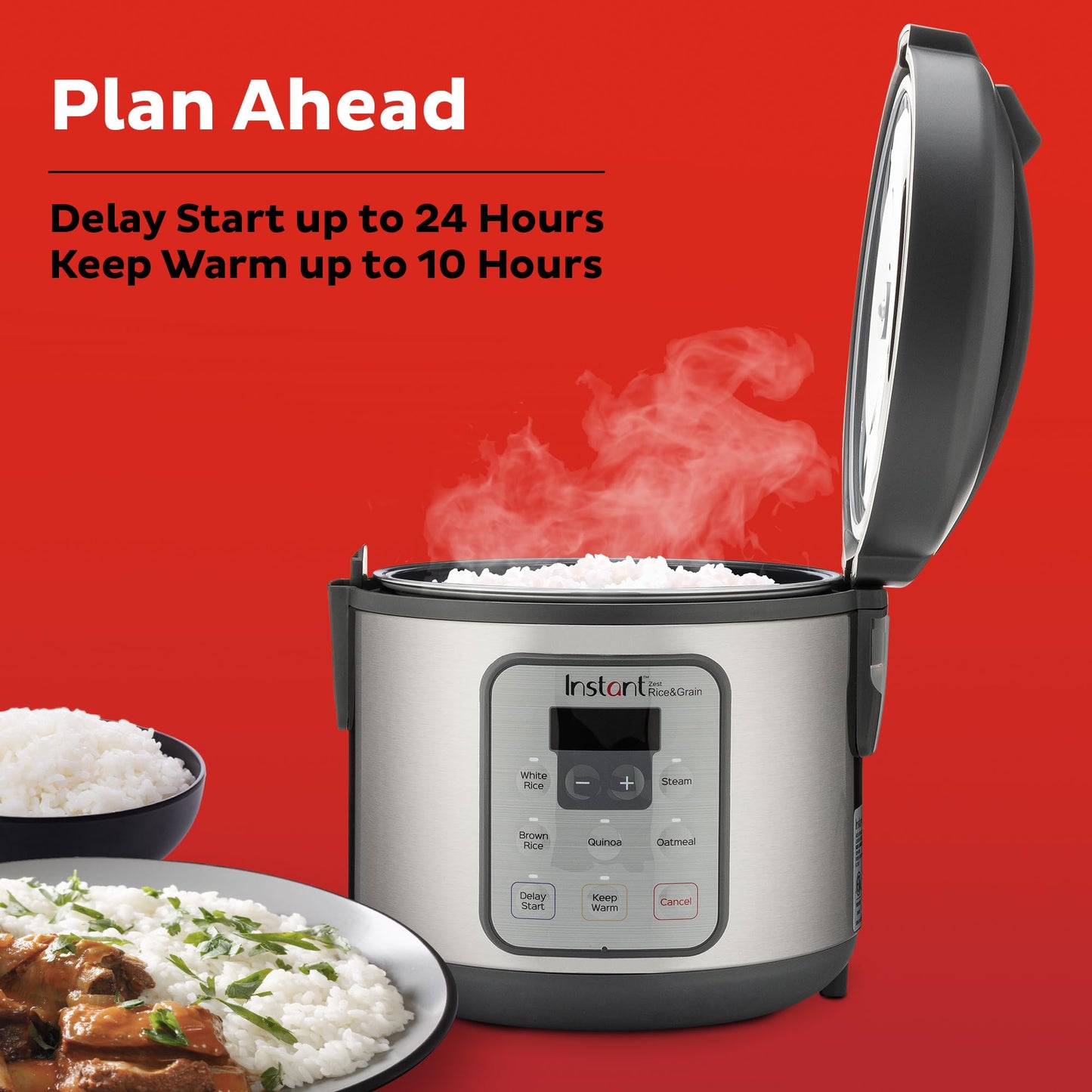 Instant Zest 8 Cup Rice Cooker, Steamer, Cooks Rice, Grains, Quinoa and Oatmeal, No Pressure Cooking Functionality