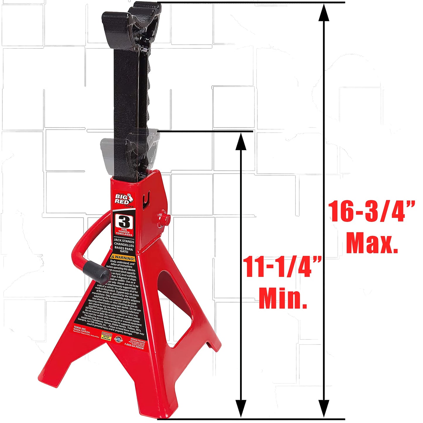 Torin BIG RED JACKS T43202 Torin Steel Jack Stands: 3 Ton (6,000 lb) Capacity, Red, 1 Pair