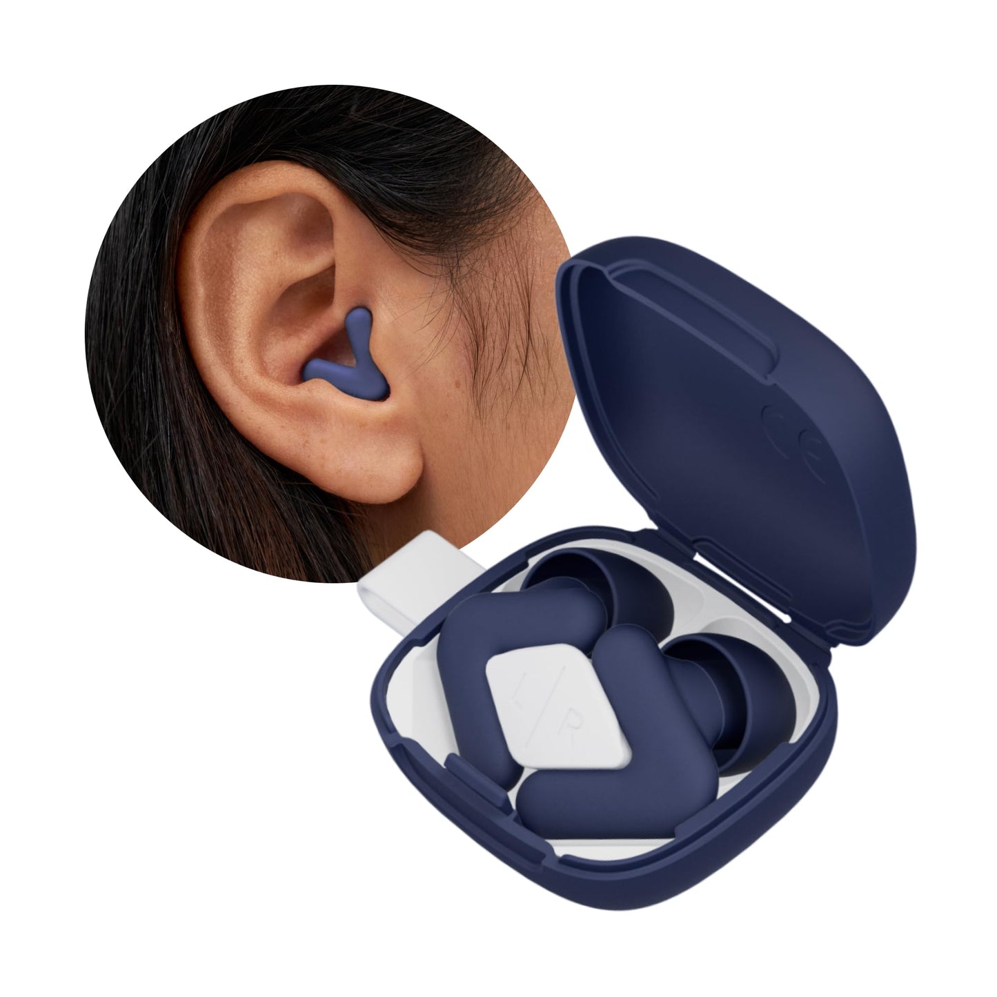 Alpine Silence - Noise Reduction Ear Plugs - Focus, Travel, & Sleep Ear Plugs - Comfortable V-Shape with 4 Oval Tips Sizes for Perfect Fit (XS/S/M/L) – Midnight Blue