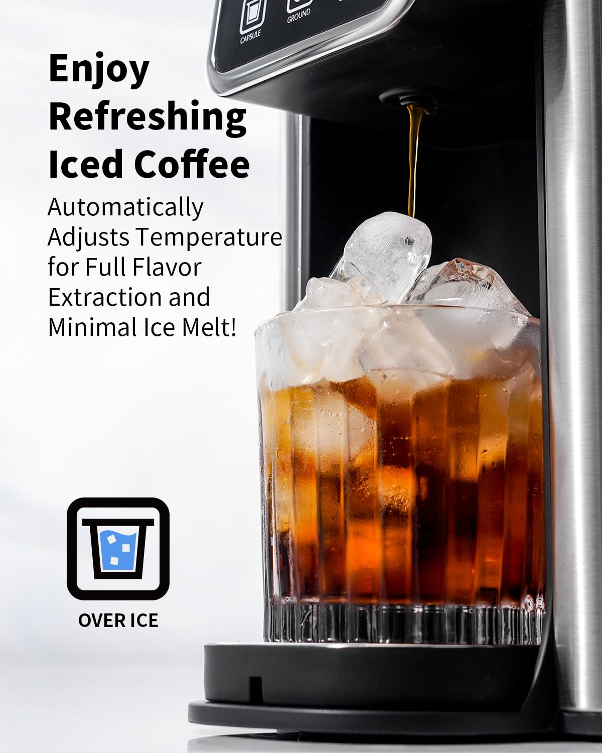KIDISLE Hot & Iced Single Serve Coffee Maker, K Cup & Ground Coffee Compatible, Bold Flavor Setting, 6–14oz Brewing, Large 50oz Detachable Water Tank, Black 2.0