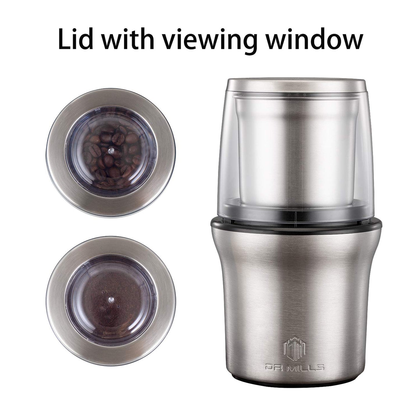 DR MILLS DM-7412M Electric Dried Spice and Coffee Grinder, Grinder and Chopper,Detachable Cup, diswash Free, Blade & Cup Made with SUS304 Stainless Steel