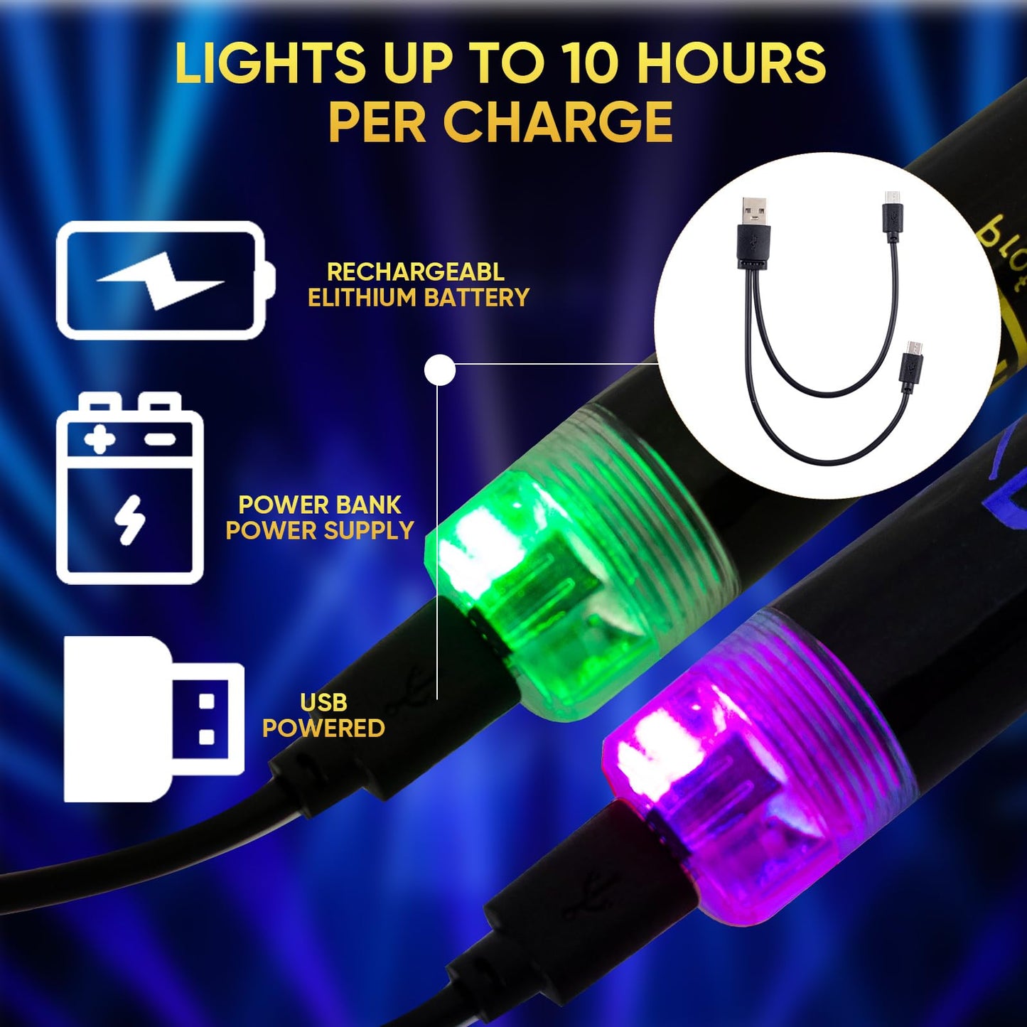 Light Up Drum Sticks Rechargeable Drumsticks, 15 Color Changing LED Drum Stick Glow In The Dark Personalized Musical Instrument Gifts for Drum Set Percussion Accessories