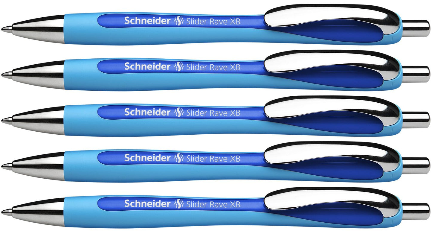 Schneider Pen, Slider RAVE XB (Extra Broad), Pack of 5, Blue (132503)