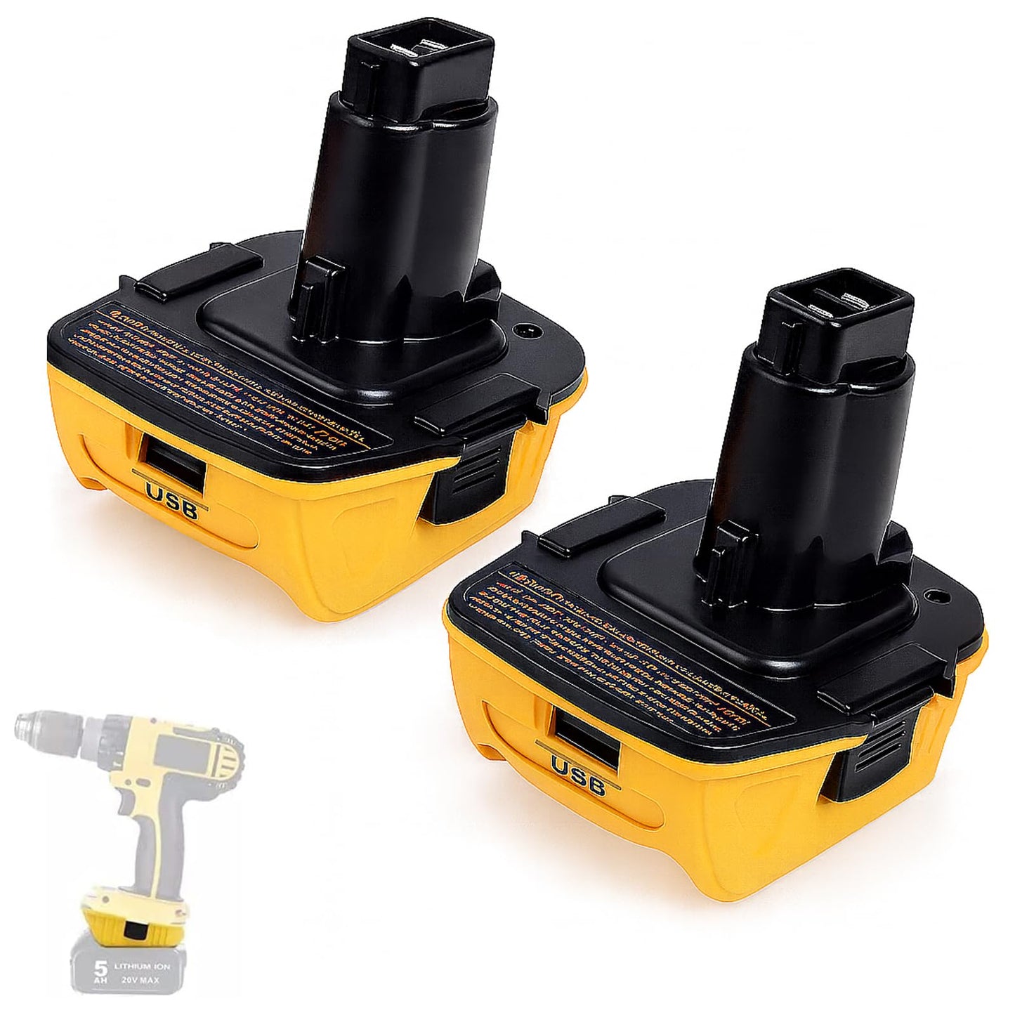 DCA1820 Adapter for Dewalt 18V to 20V, Upgraded Dewalt Battery Adapter Converter Compatible with DCB201, DCB203, DCB203BT Compact Batteries, for DEWALT 18 to 20 -Volt MAX Lithium-Lon -2 Packs