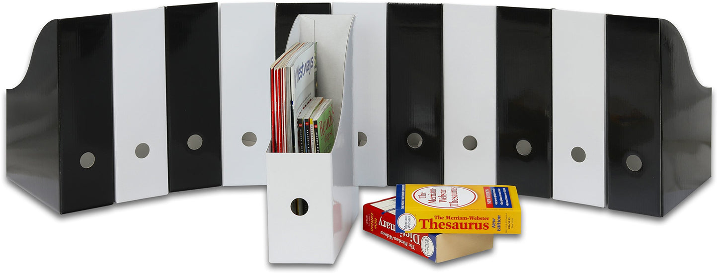 Simple Houseware Magazine File Holder Organizer Box, Black and White, 12 Packs