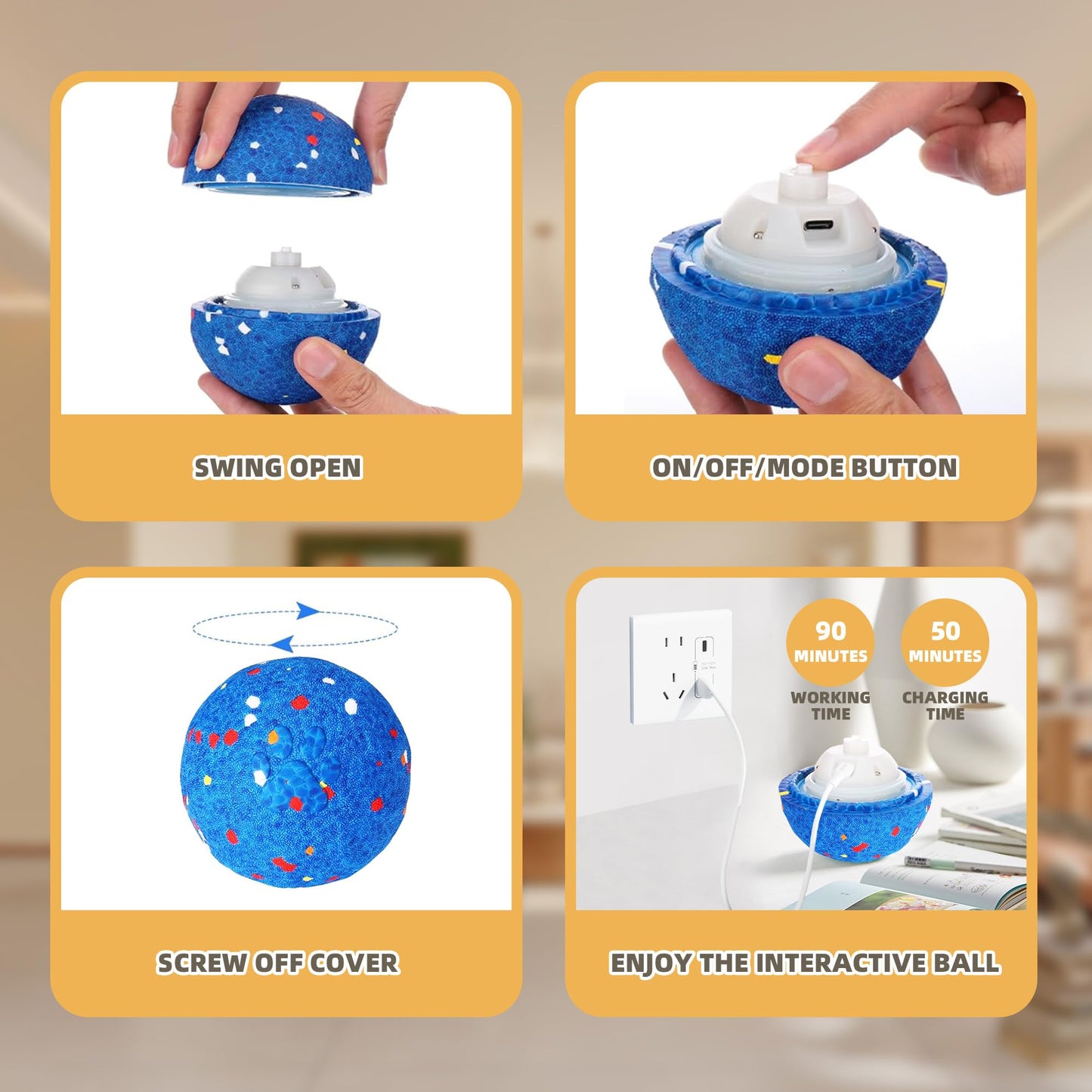 Valuepeak Smart Interactive Dog Toys Ball,Automatic Moving Bouncing Dog Ball, E-TPU Material, IPX4 Waterproof, Active Rolling Balls for Small Medium and Large Dogs