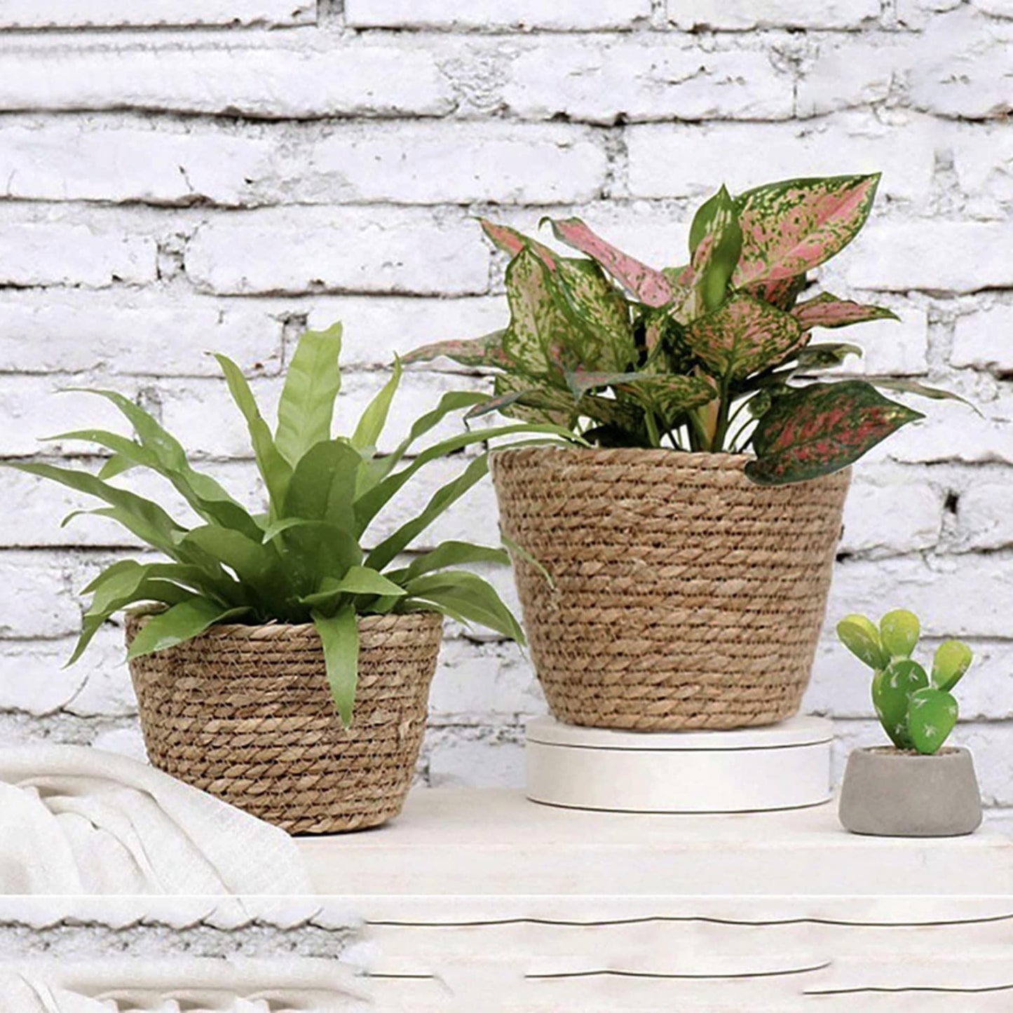 3 Pack Seagrass Planter Basket, Woven Planter Baskets Flower Pots Cover Storage Basket Plant Containers for Indoor Outdoor Plant and Home Decor