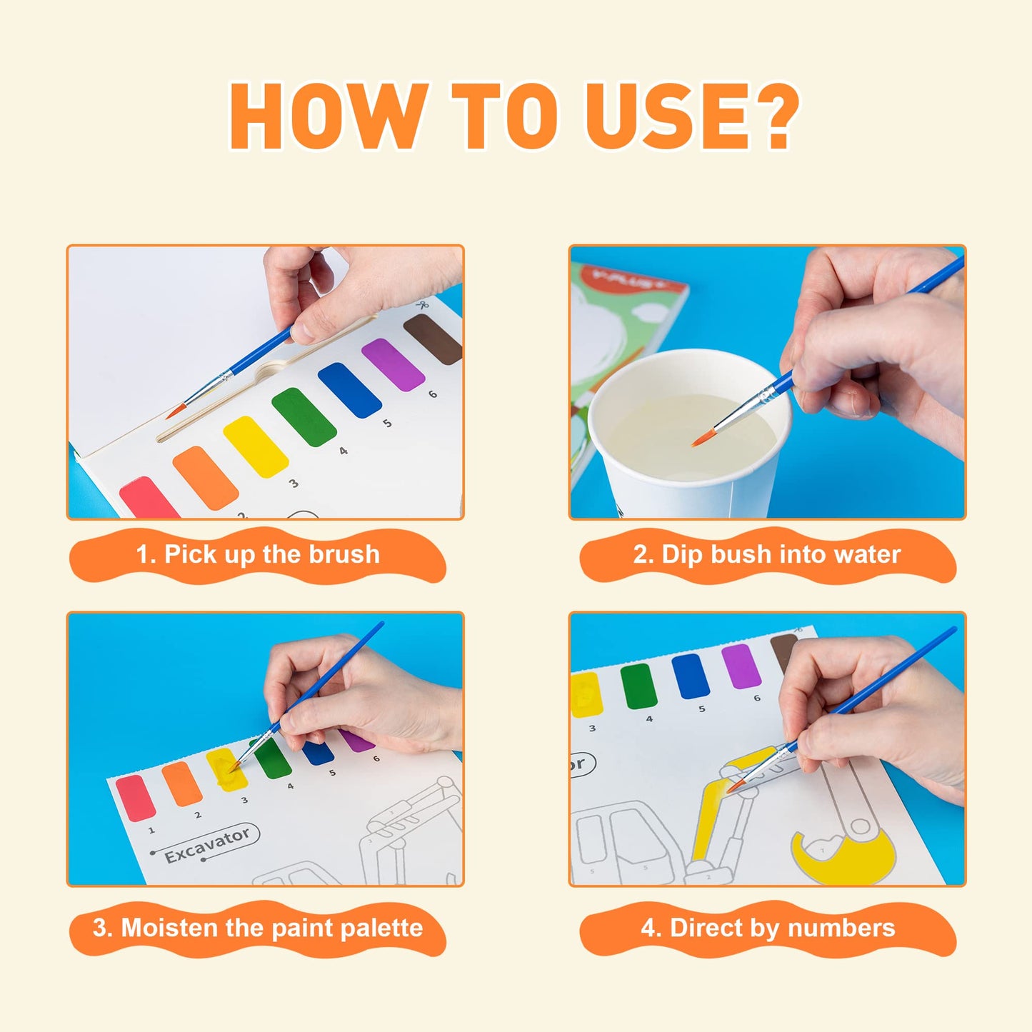 YPLUS Paint with Water Books for Toddler Activities, Watercolor Painting Paper for Kids Ages 3-8, Travel Toys Art Craft Gift for Drawing with Brush，7 Themes