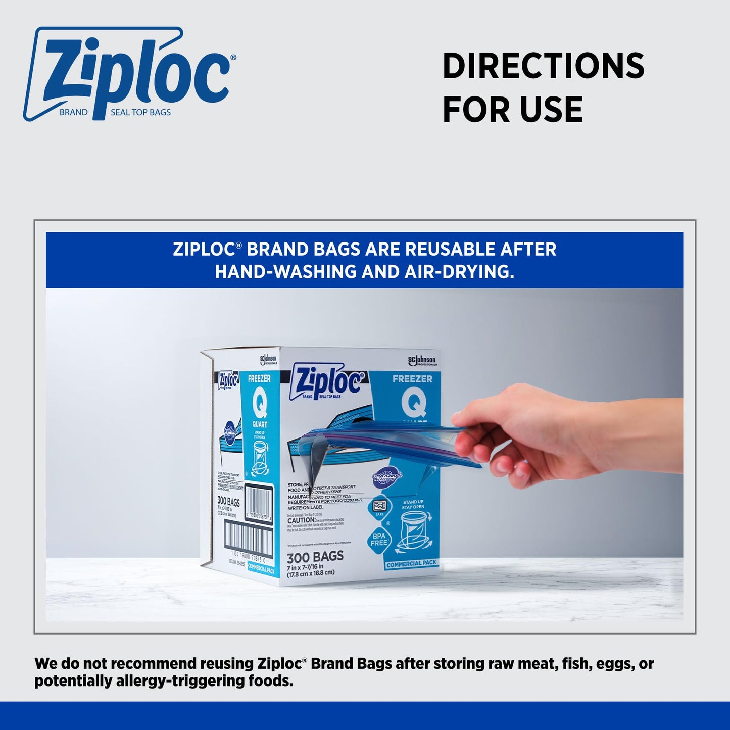 Ziploc PRO Freezer Quart 300ct, Clear (696187)