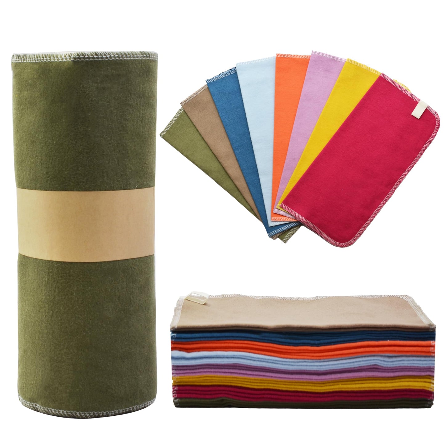 Chloven Reusable Paper Towels Washable - Jumbo Large Cotton Cloth Paperless Paper Towels for Kitchen, 30 Pack