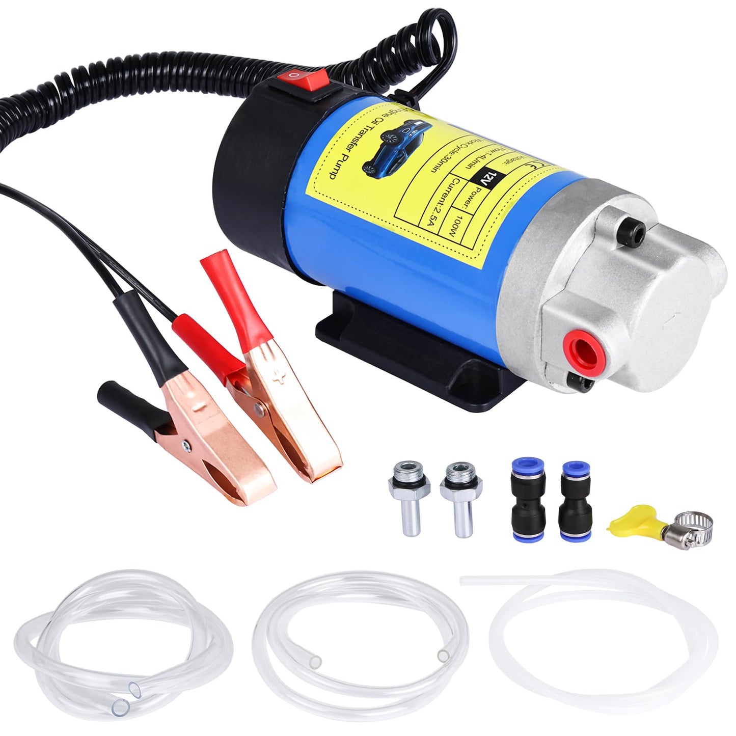 NORJIN 12V 100W Electric Oil Extractor Pump with Tubes, Diesel Fluid Transfer Pump for Car, Marine, RV, Boat, Motorcycle