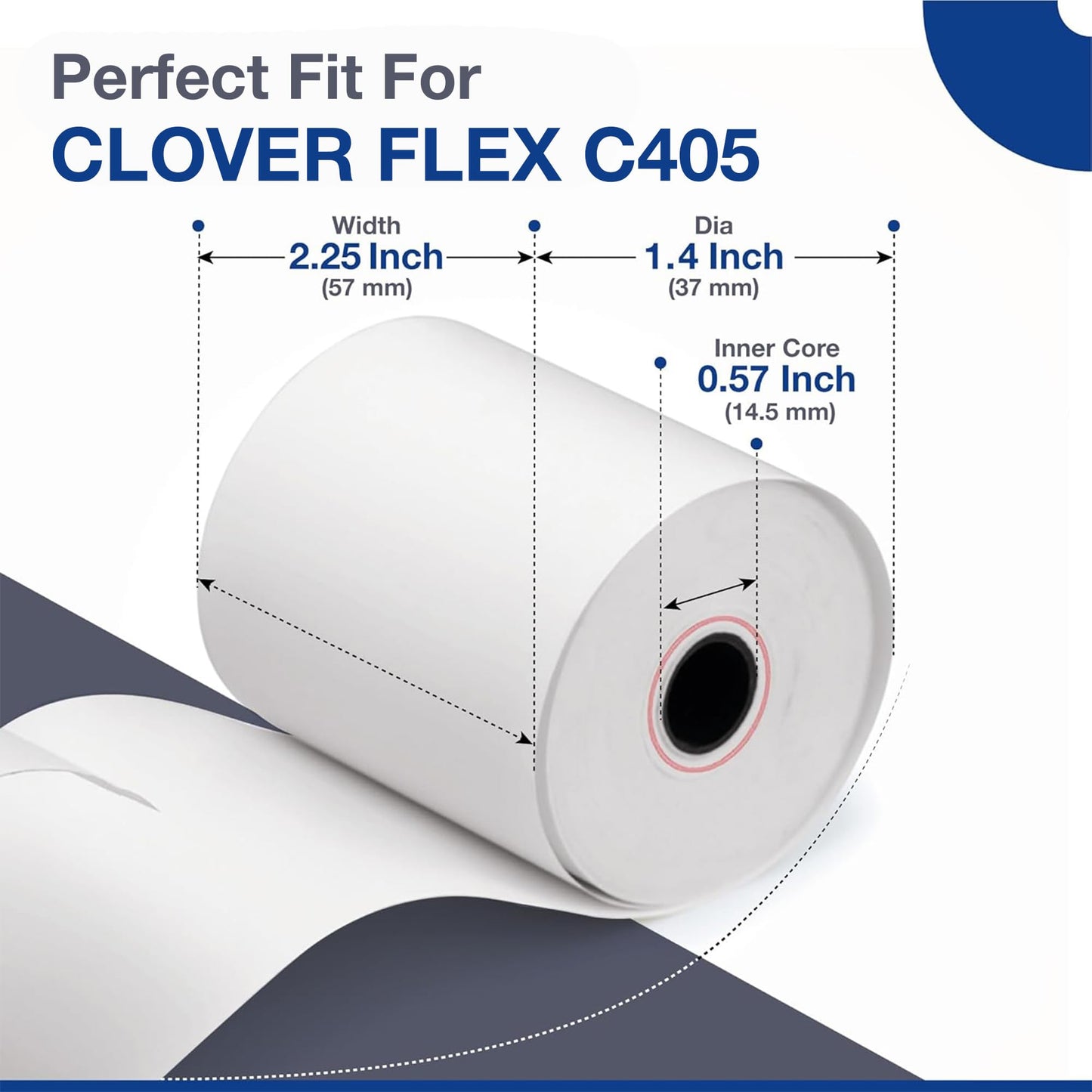 Clover Flex Paper Rolls - 30 Rolls - 2 1/4'' x 50’ - 55 GSM - Credit Card Clover Flex Receipt Paper for C401, C403, C405, C406