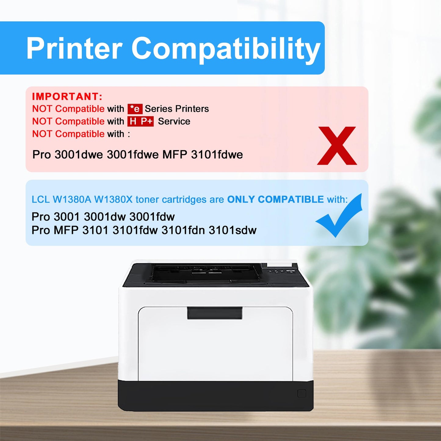 with Chip LCL 138X Black Toner Cartridge Replacement for HP 138A W1380A 138X W1380X Replacement for HP LaserJet Pro 3001 3001dw 3001fdw MFP 3101 3101fdw 3101fdn 3101sdw Printer (1-Pack)