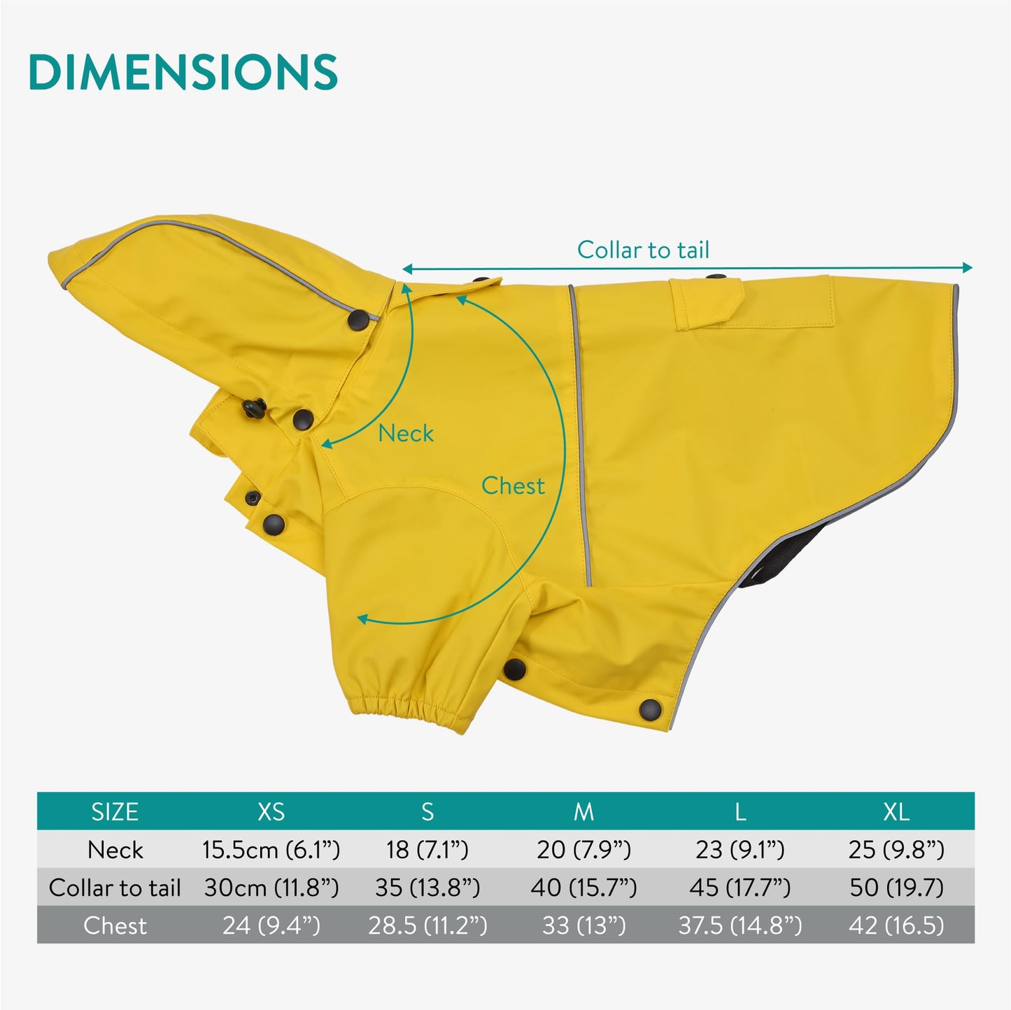 Navaris Hooded Dog Rain Jacket - Dog Raincoat Waterproof - Water-Resistant Rain Coat with Removable Hood - Raincoats with Sizes for Small Medium & Large Dogs - M Yellow